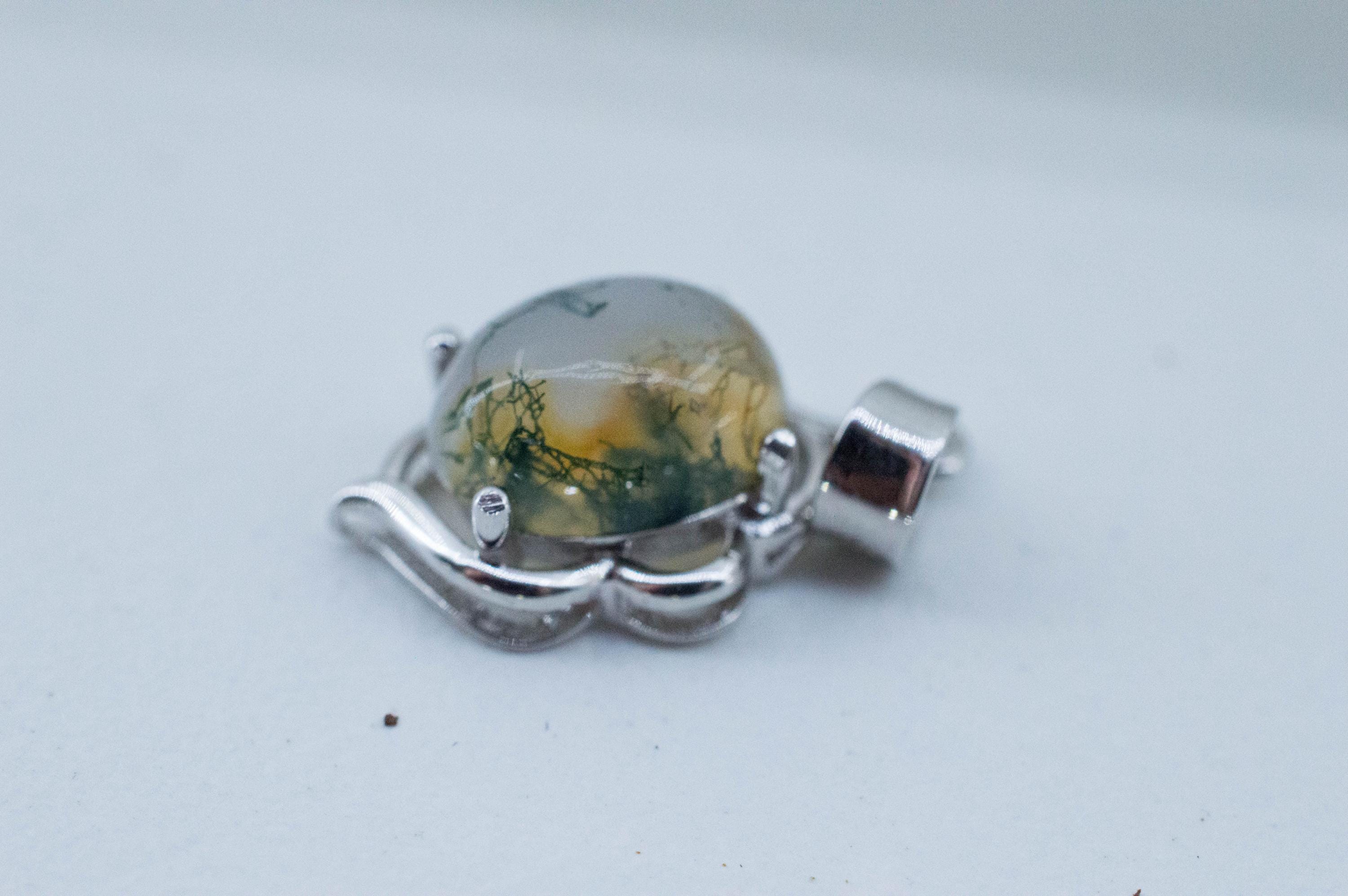 Green Moss Agate Pendant, Natural Untreated India Moss Agate; 2.410cts - Mark Oliver Gems