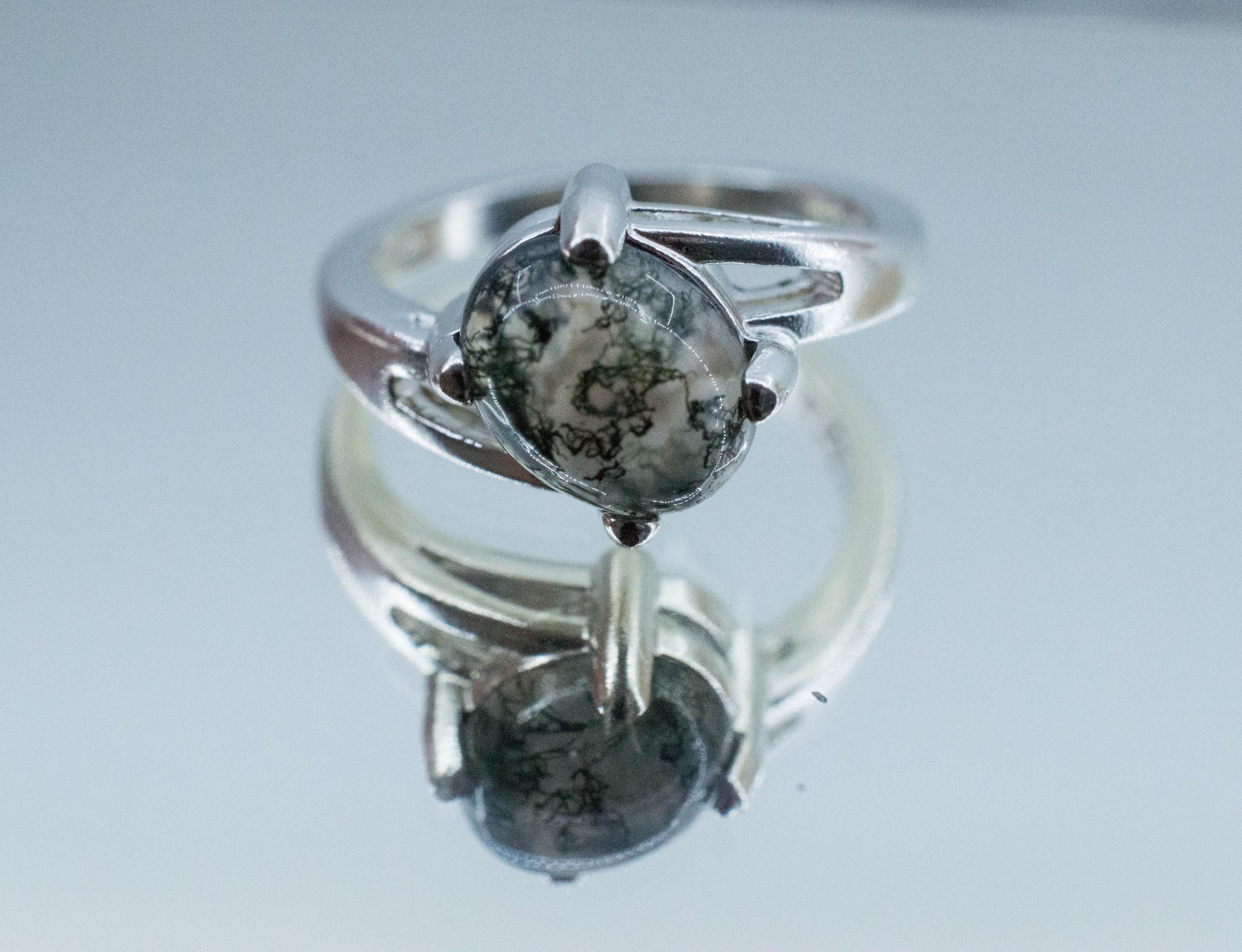 Green Moss Agate Ring; Natural Untreated India Moss Agate; 2.395cts - Mark Oliver Gems