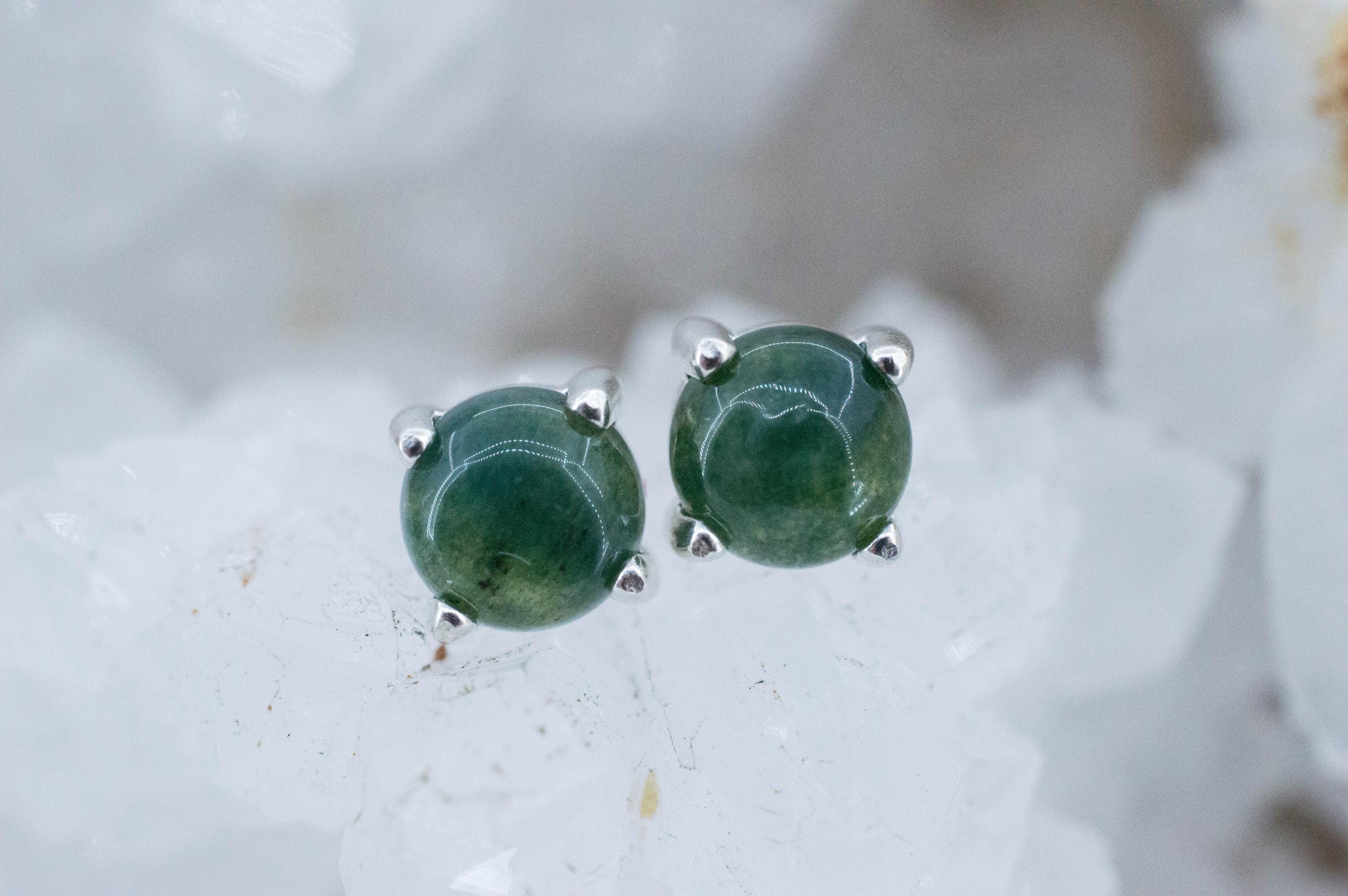 Moss Agate Earrings, Natural Untreated India Agate; 1.715cts - Mark Oliver Gems
