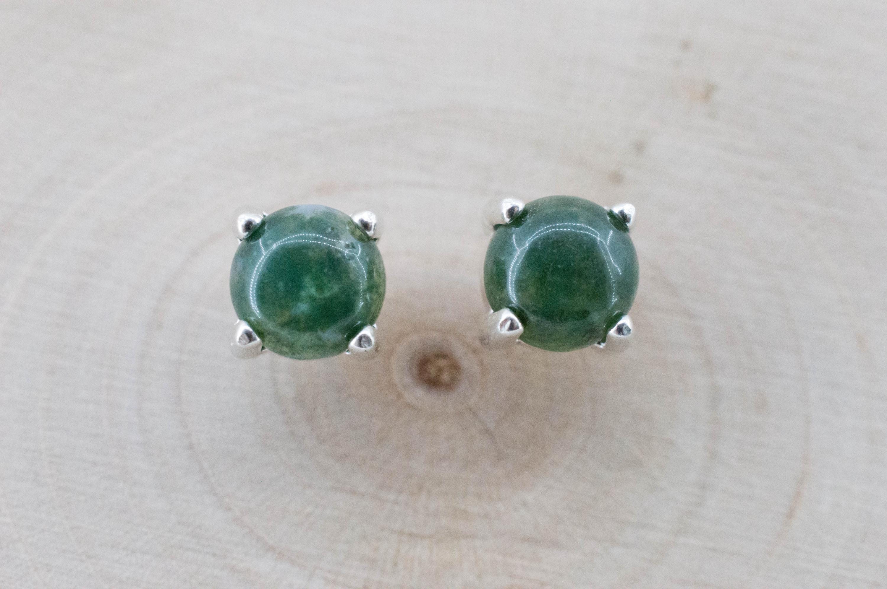 Moss Agate Earrings, Natural Untreated India Agate; 1.735cts - Mark Oliver Gems