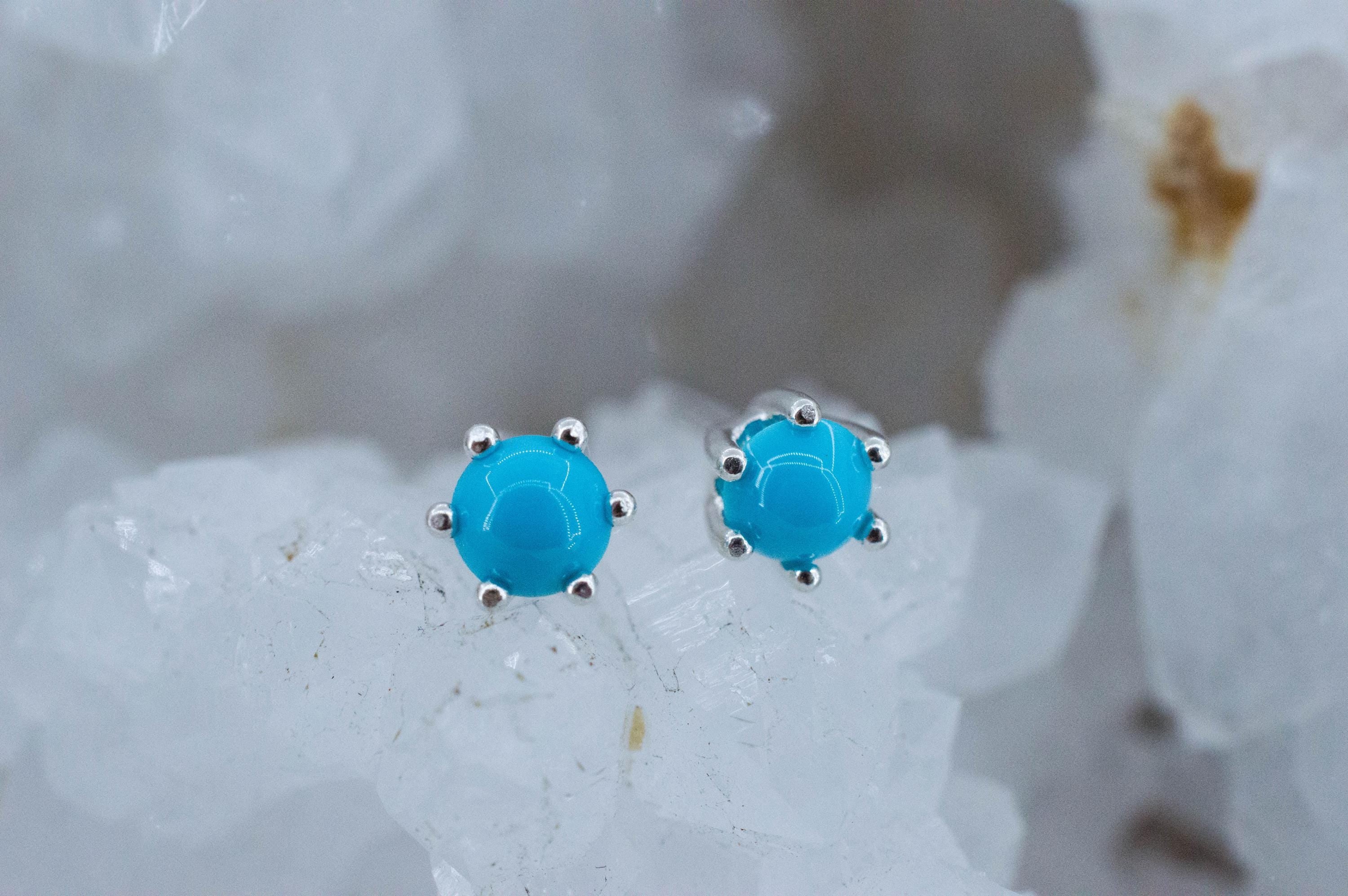 Turquoise Earrings, Natural Stabilized Sleeping Beauty Turquoise; 0.735cts - Mark Oliver Gems