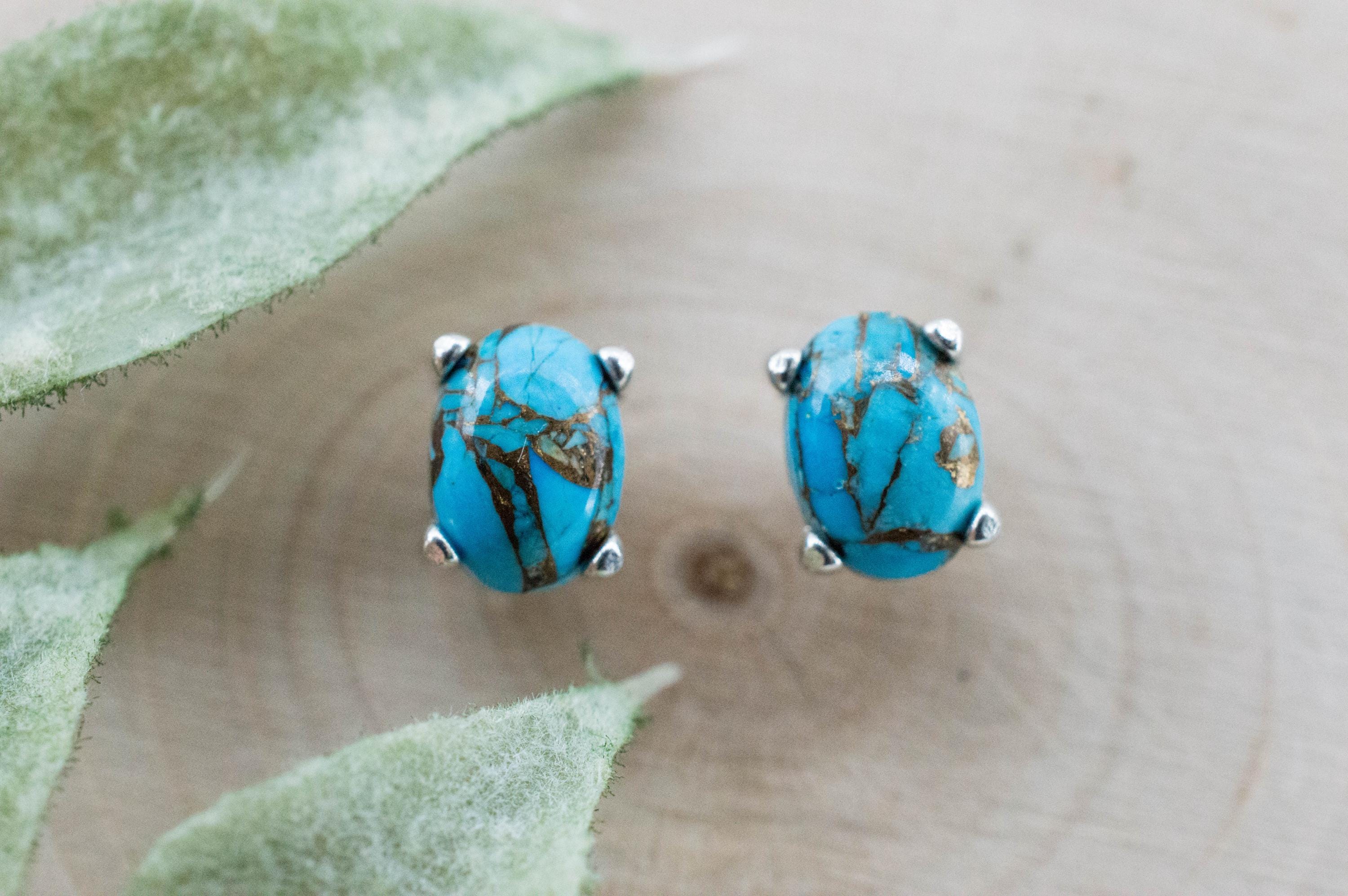 Turquoise Earrings, Natural Stabilized Nevada Turquoise; 1.730cts - Mark Oliver Gems
