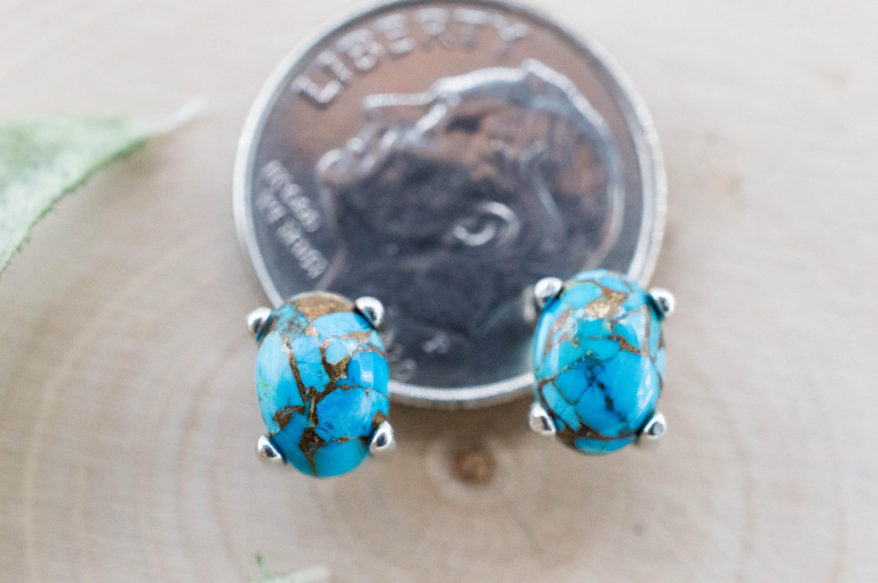 Turquoise Earrings, Natural Stabilized Nevada Turquoise; 1.805cts - Mark Oliver Gems
