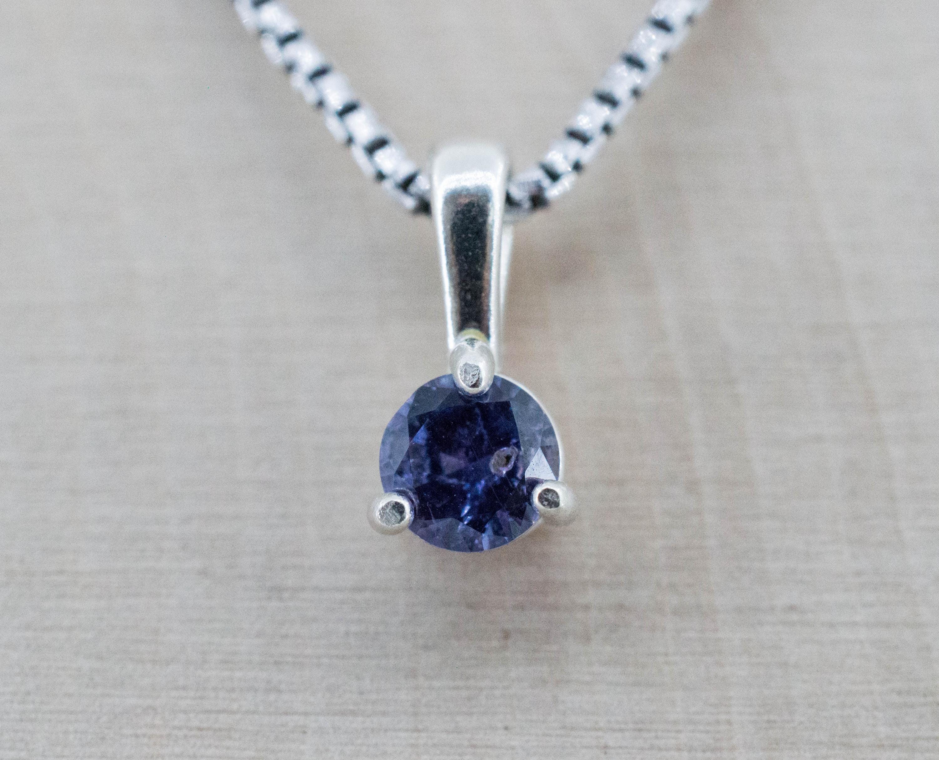 Purple Sapphire Pendant; Natural Untreated Tanzania Umba Sapphire; 0.525cts - Mark Oliver Gems