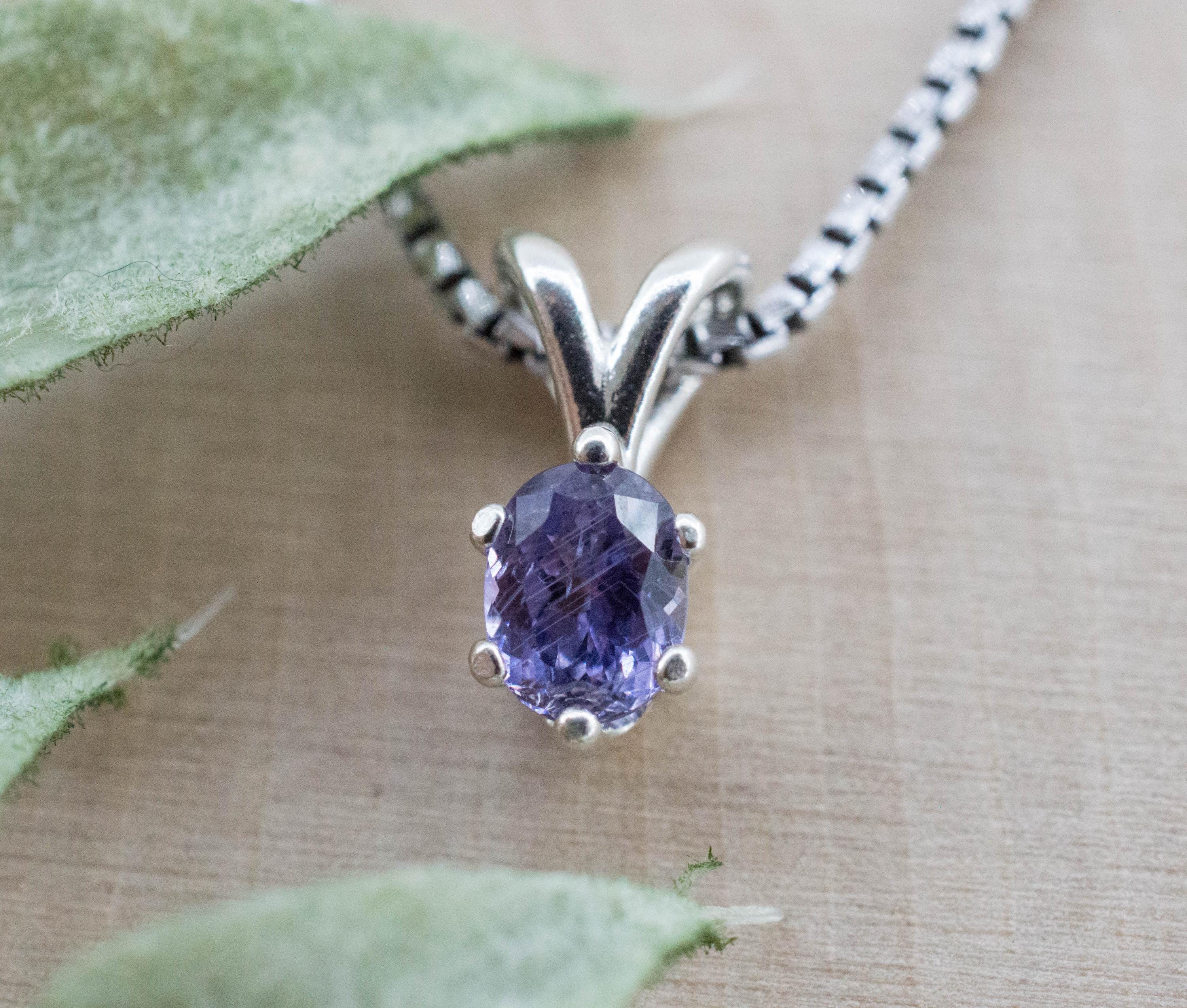 Purple Sapphire Pendant; Natural Untreated Tanzania Umba Sapphire; 0.620cts - Mark Oliver Gems