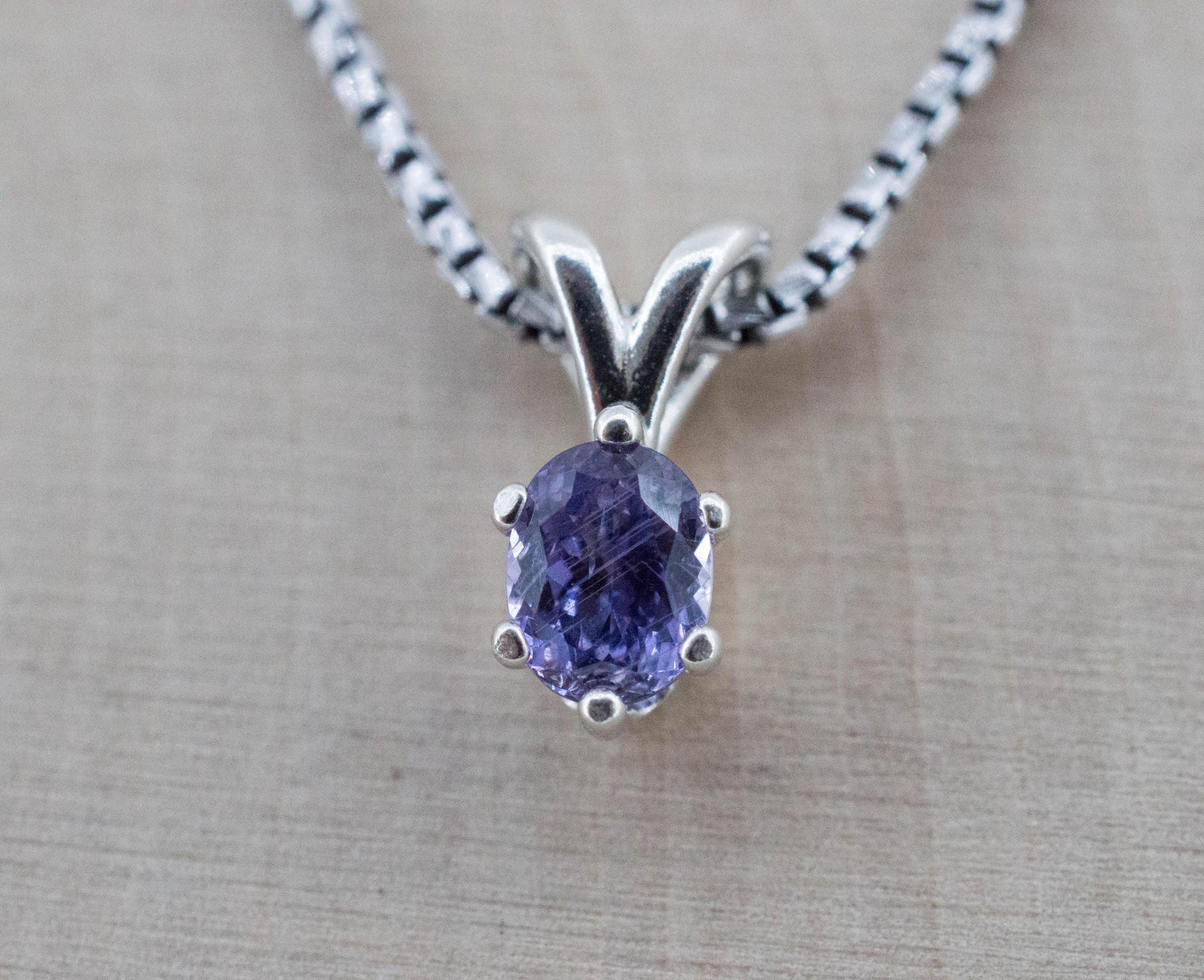 Purple Sapphire Pendant; Natural Untreated Tanzania Umba Sapphire; 0.620cts - Mark Oliver Gems