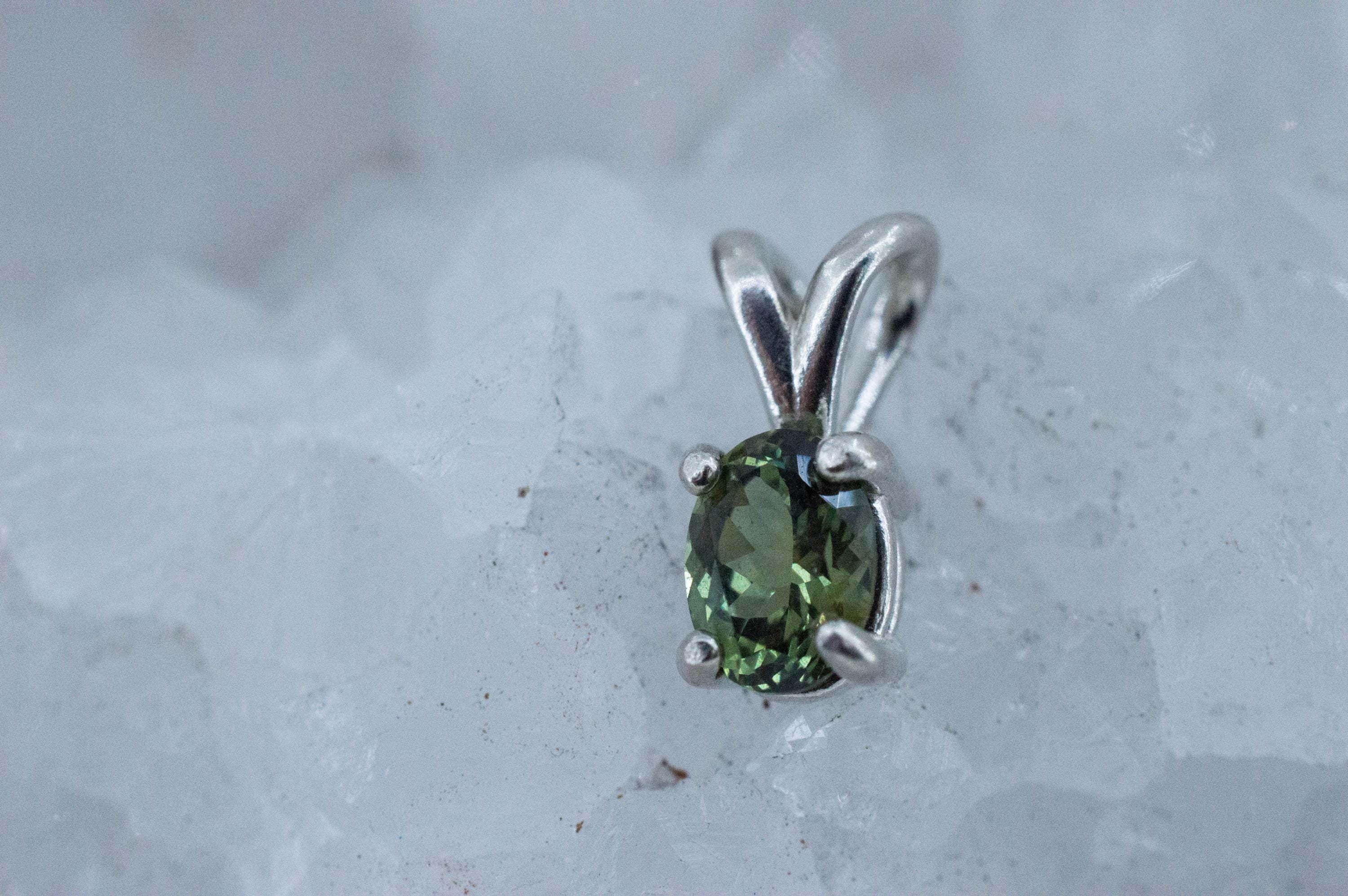 Green Sapphire Pendant; Natural Untreated Tanzania Umba Sapphire; 0.875cts - Mark Oliver Gems
