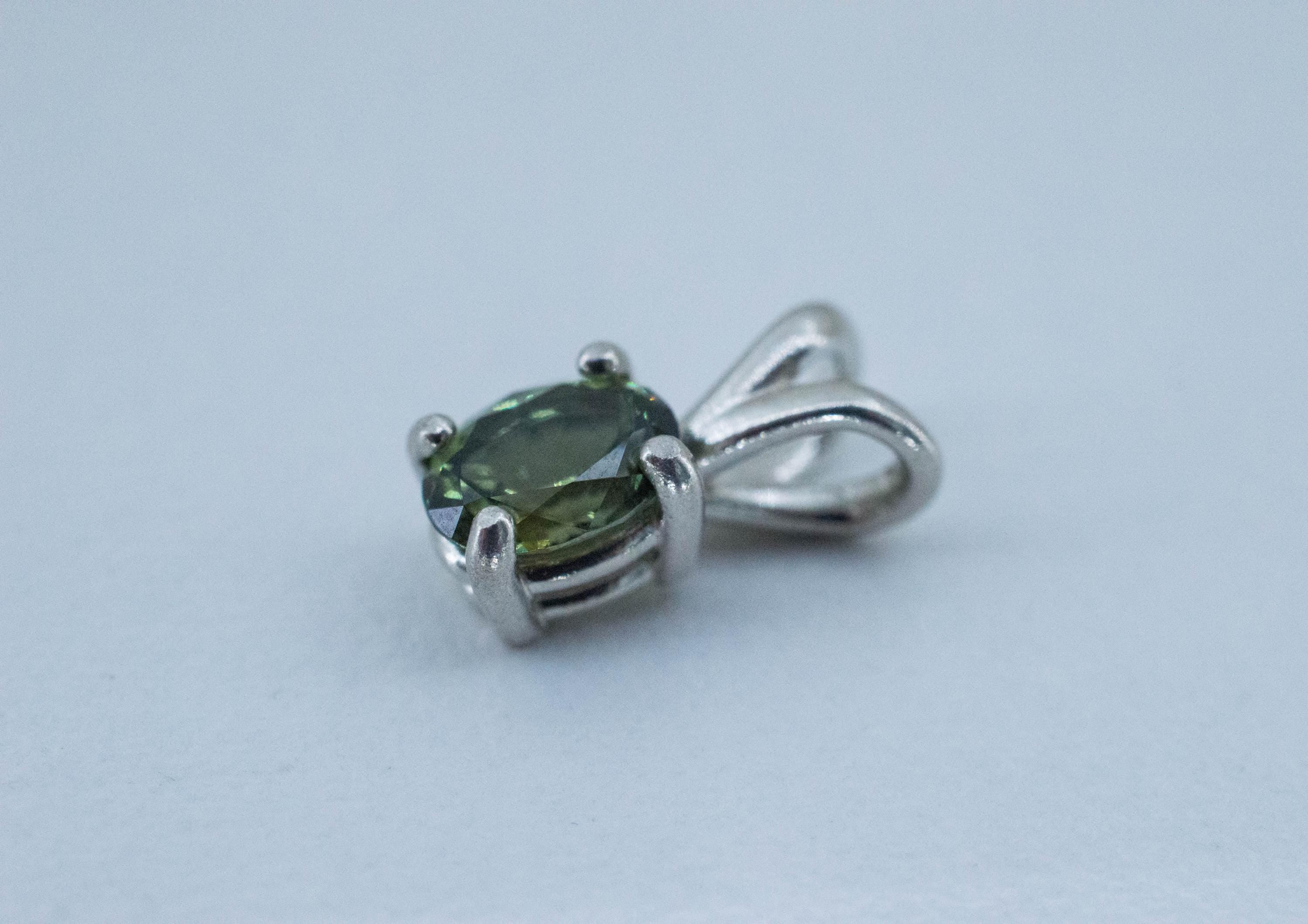 Green Sapphire Pendant; Natural Untreated Tanzania Umba Sapphire; 0.875cts - Mark Oliver Gems