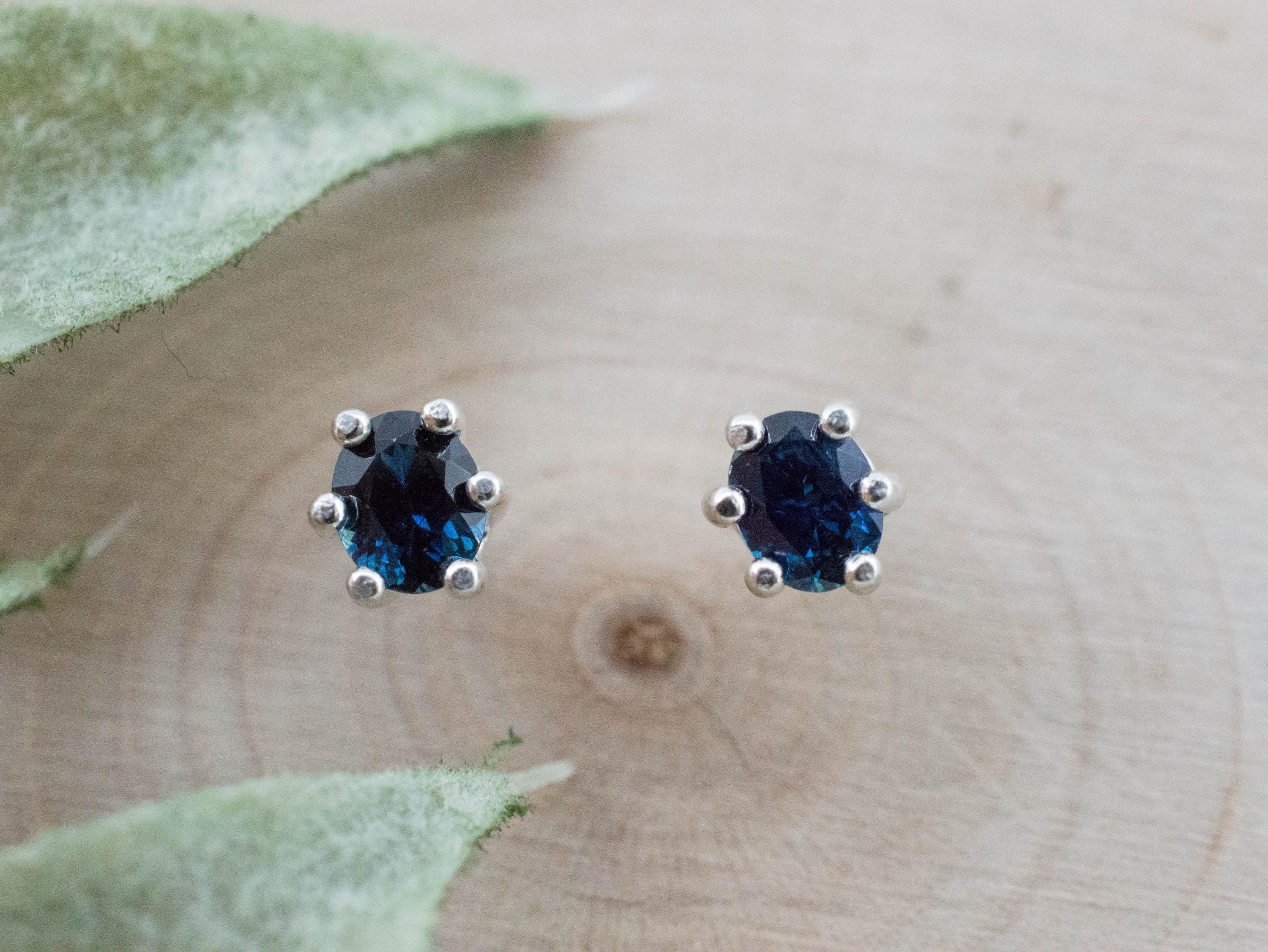 Blue Sapphire Earrings, Natural Thailand Sapphire; 0.580cts - Mark Oliver Gems