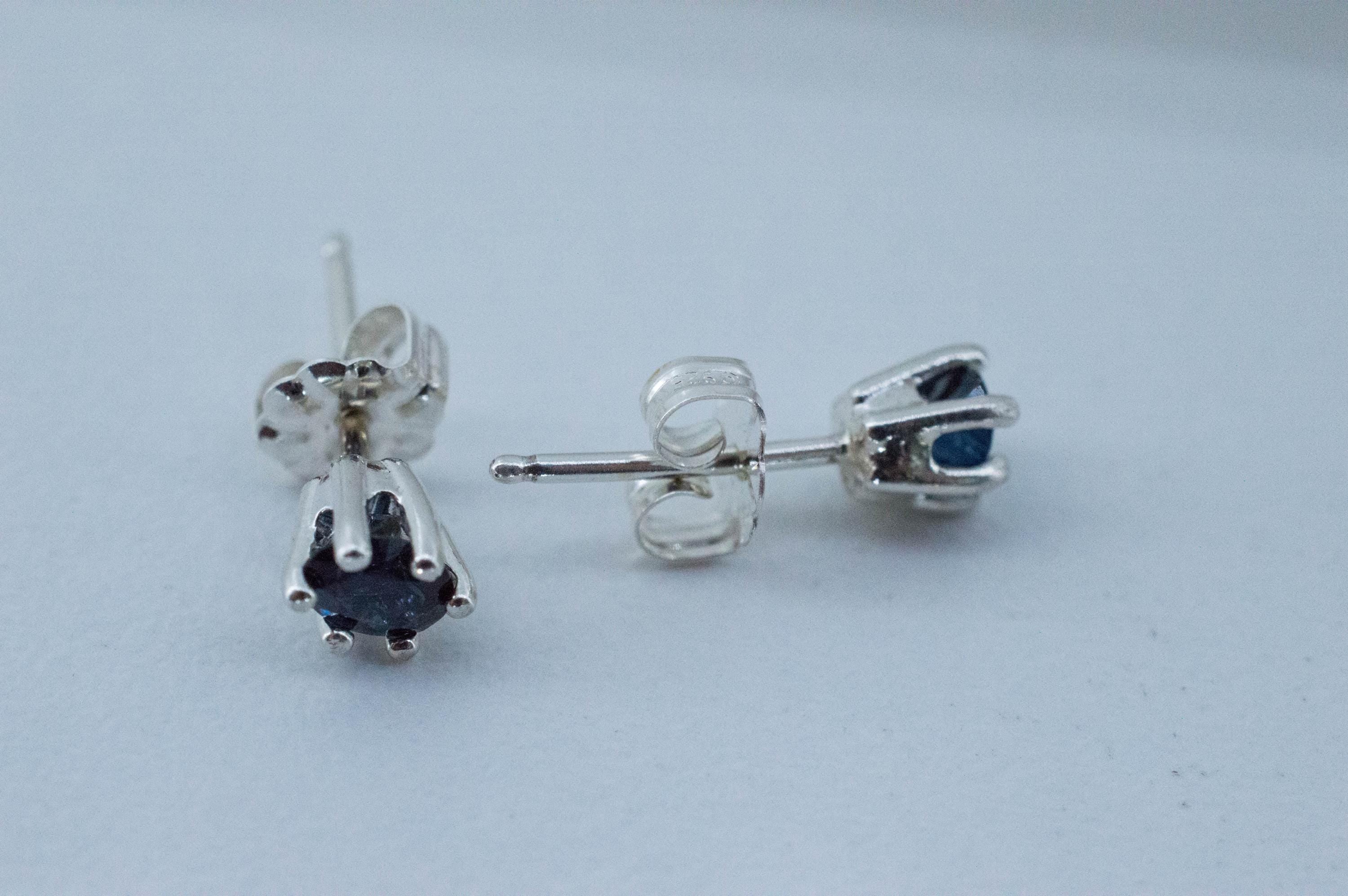 Blue Sapphire Earrings, Natural Thailand Sapphire; 0.580cts - Mark Oliver Gems