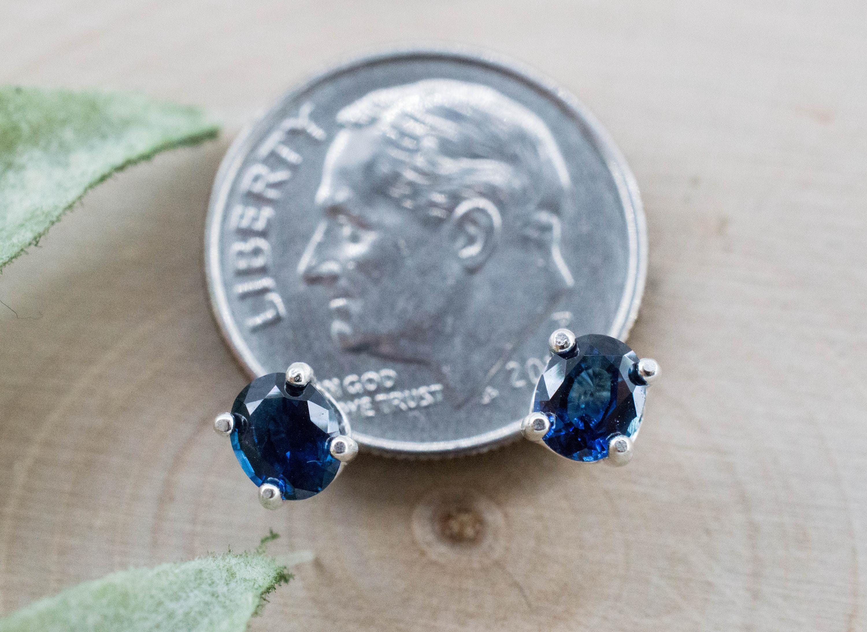 Blue Sapphire Earrings, Natural Thailand Sapphire; 0.830cts - Mark Oliver Gems