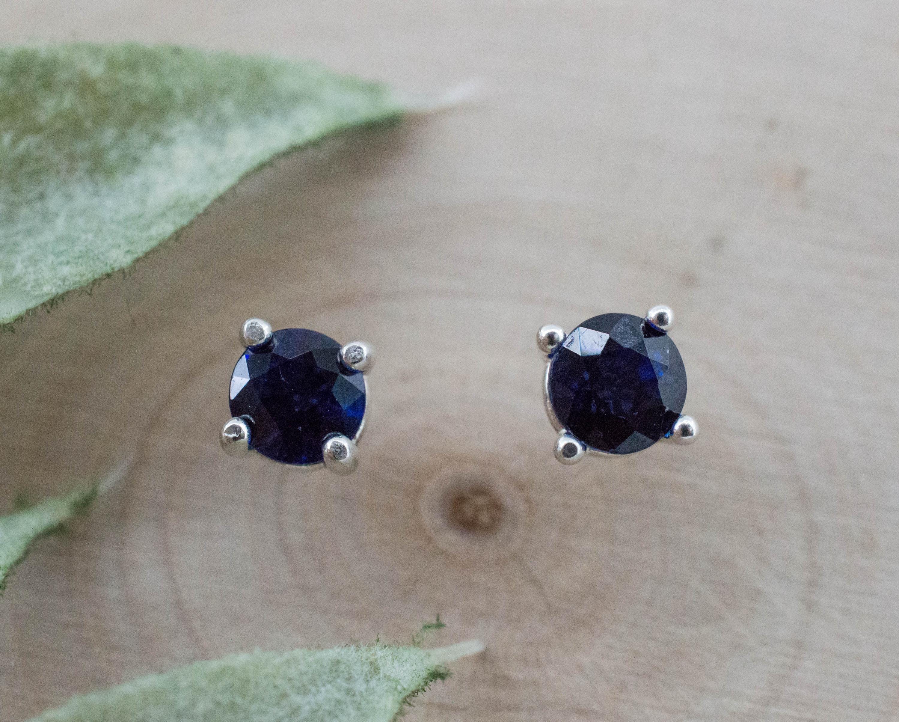 Blue Sapphire Earrings, Natural Thailand Sapphire; 0.985cts - Mark Oliver Gems