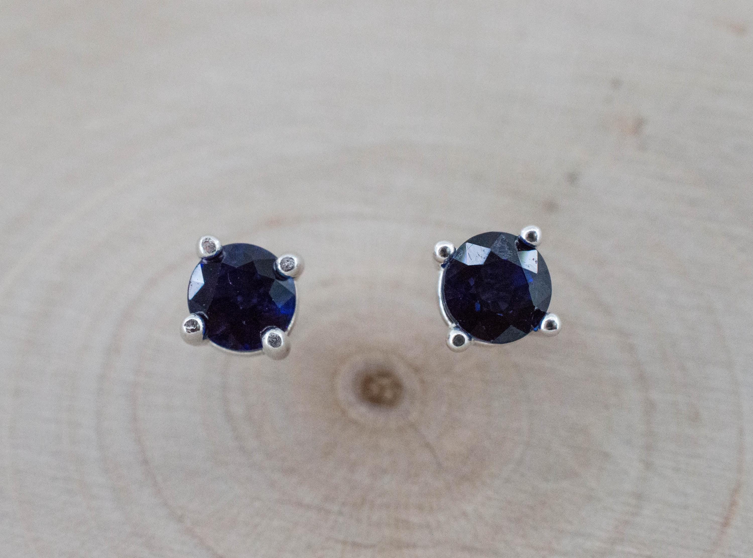 Blue Sapphire Earrings, Natural Thailand Sapphire; 0.985cts - Mark Oliver Gems