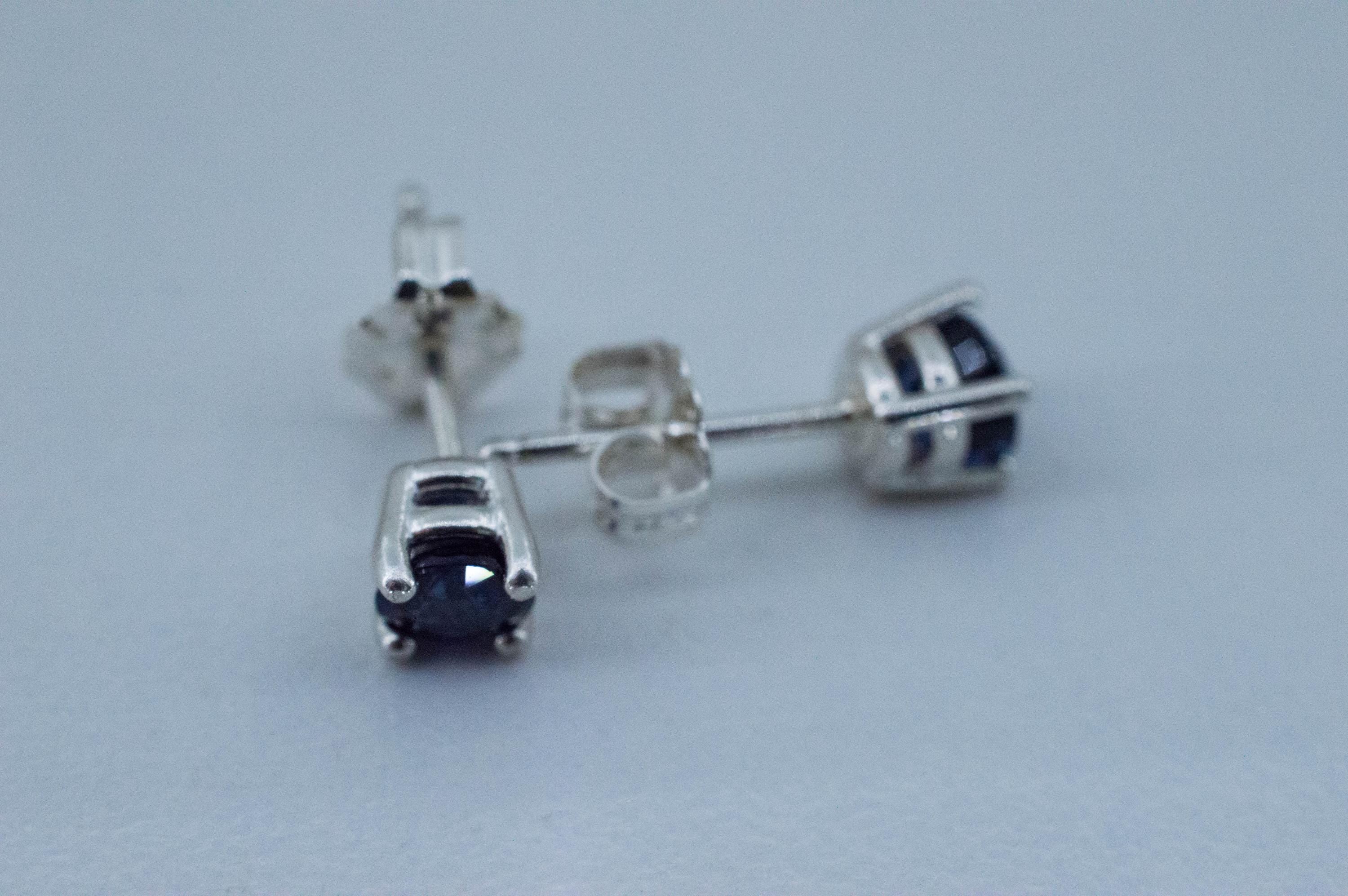 Blue Sapphire Earrings, Natural Thailand Sapphire; 0.985cts - Mark Oliver Gems