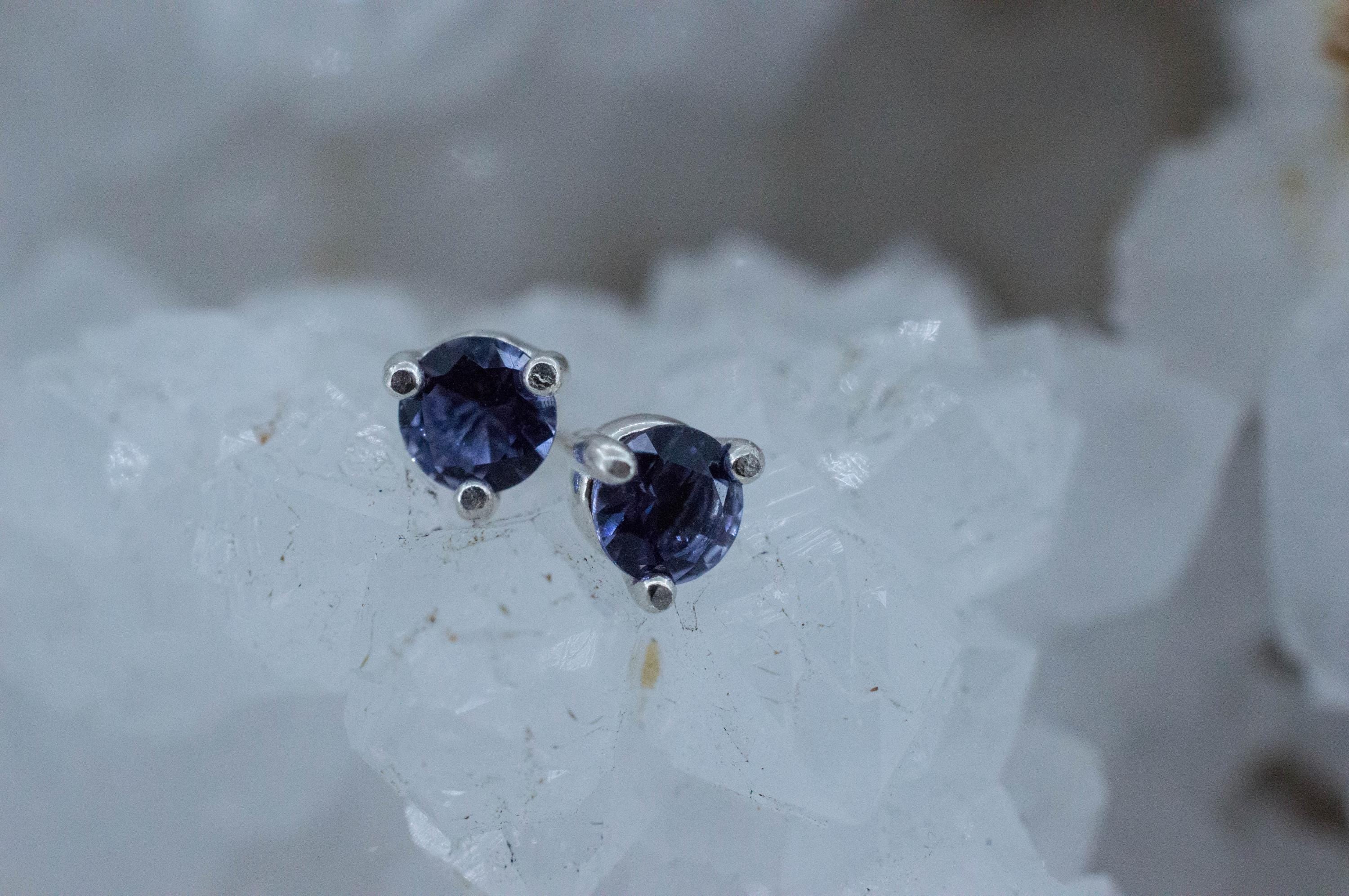 Iolite Earrings; Natural Untreated Tanzania Iolite; 0.355cts - Mark Oliver Gems