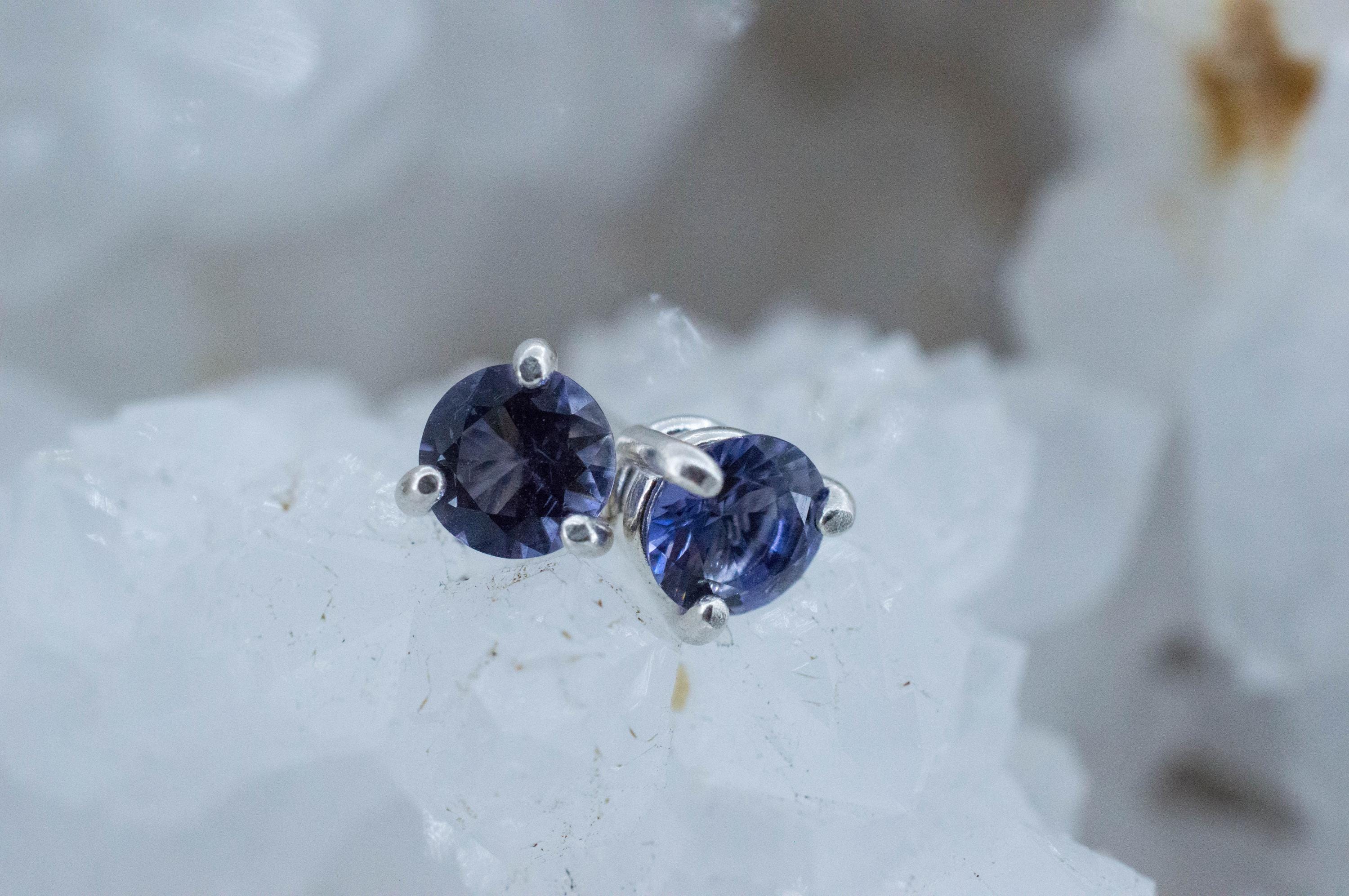 Iolite Earrings; Natural Untreated Tanzania Iolite; 0.695ctw - Mark Oliver Gems