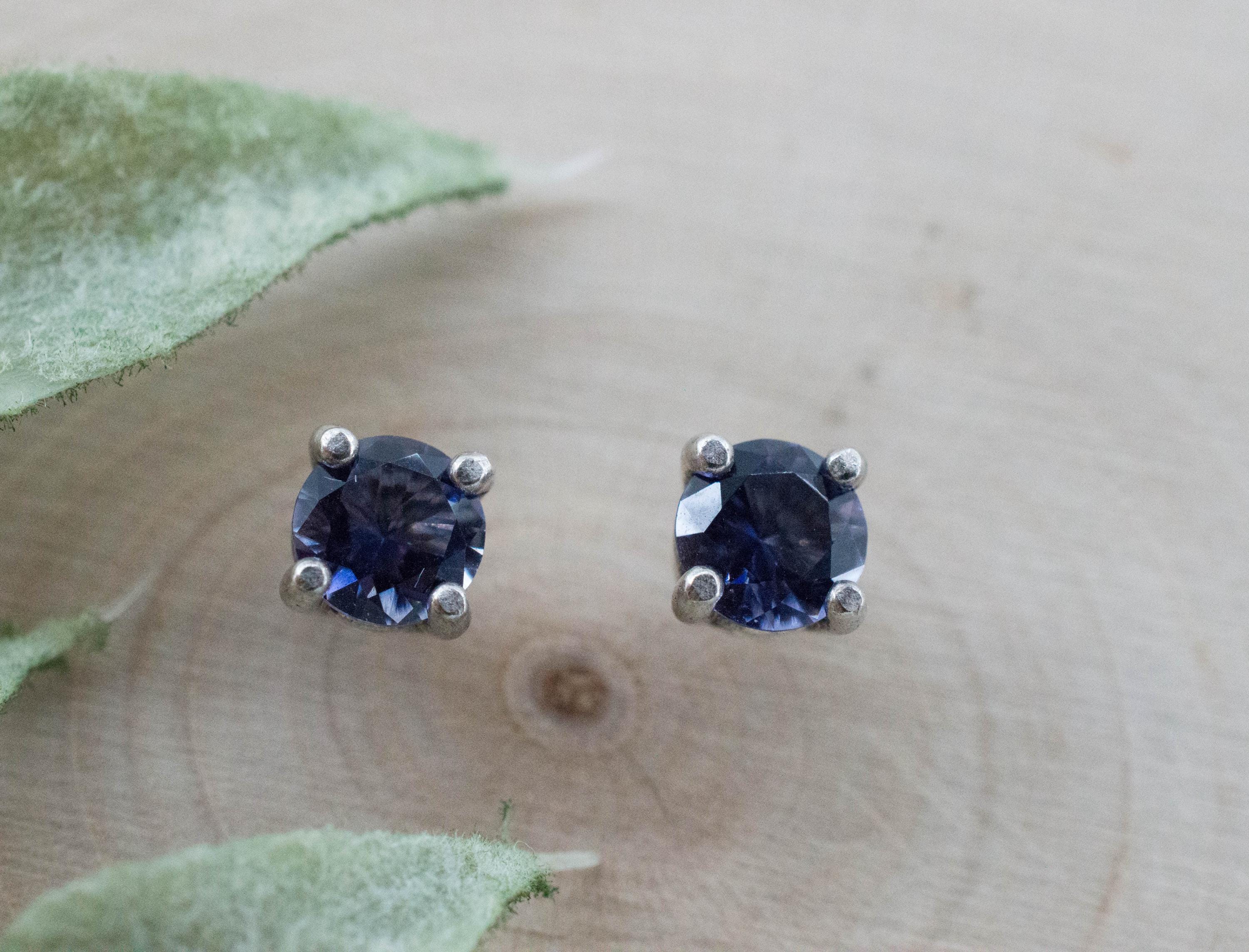 Iolite Earrings; Natural Untreated Tanzania Iolite; 0.700cts - Mark Oliver Gems