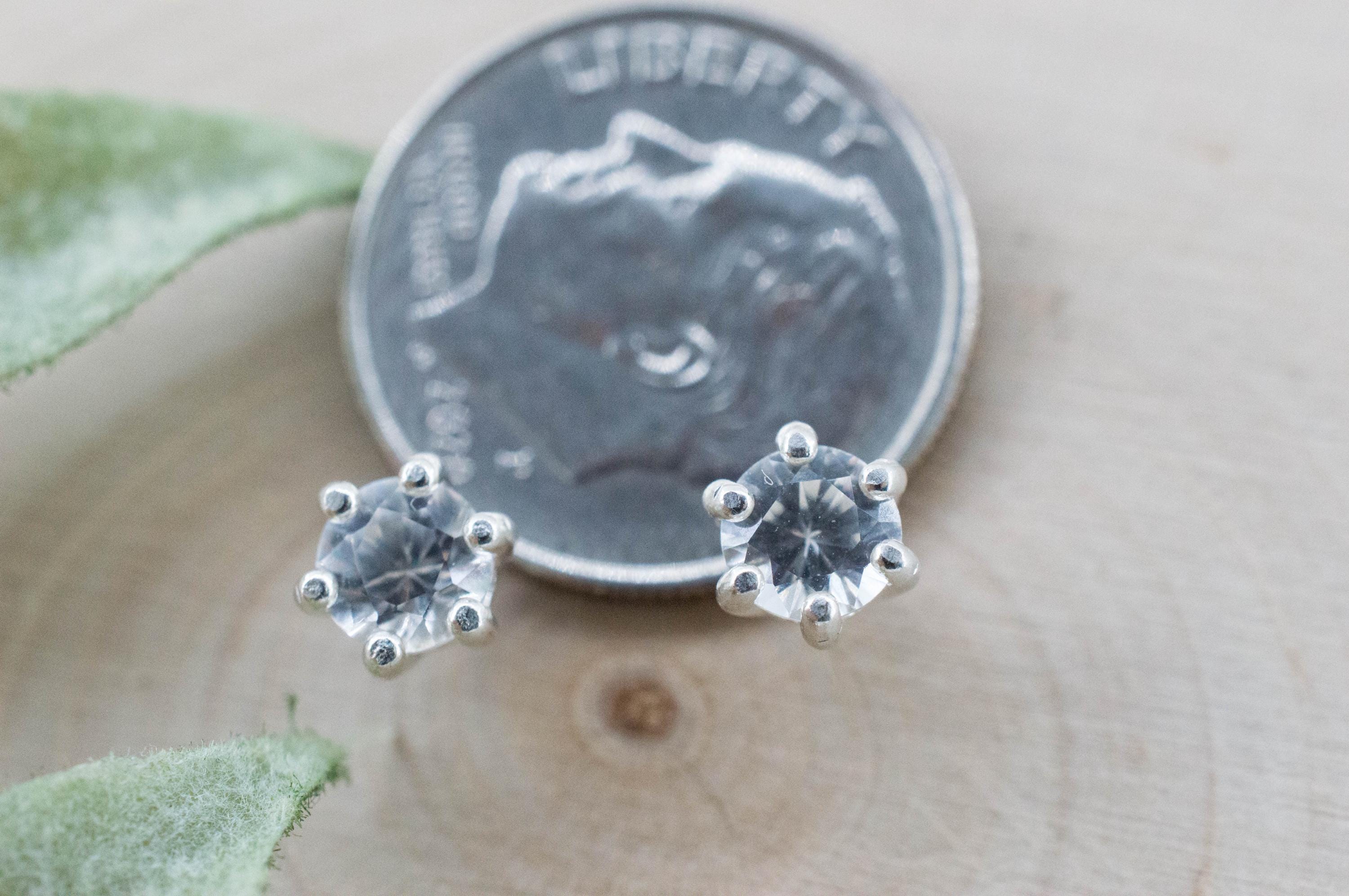 White Sapphire Earrings, Natural Sri Lanka Sapphire; 0.910cts - Mark Oliver Gems