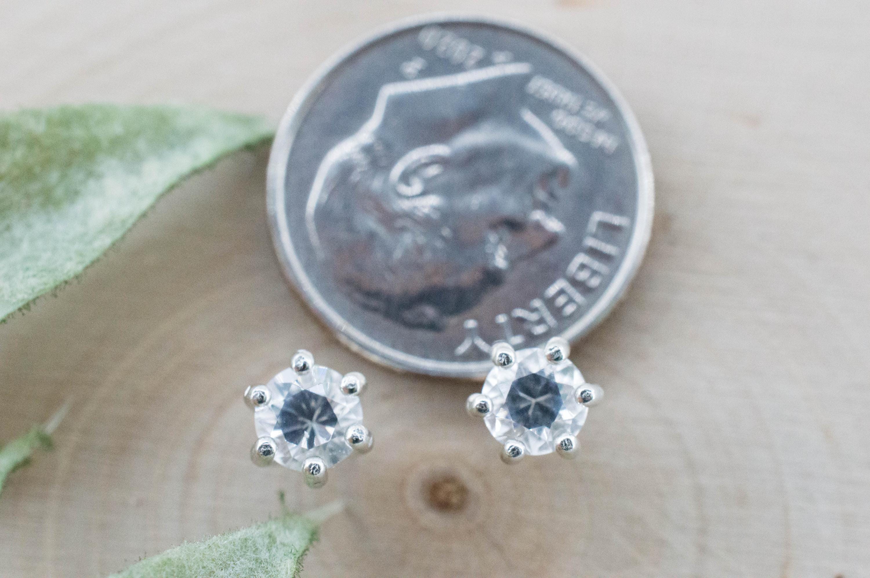 White Sapphire Earrings, Natural Sri Lanka Sapphire; 1.000cts - Mark Oliver Gems