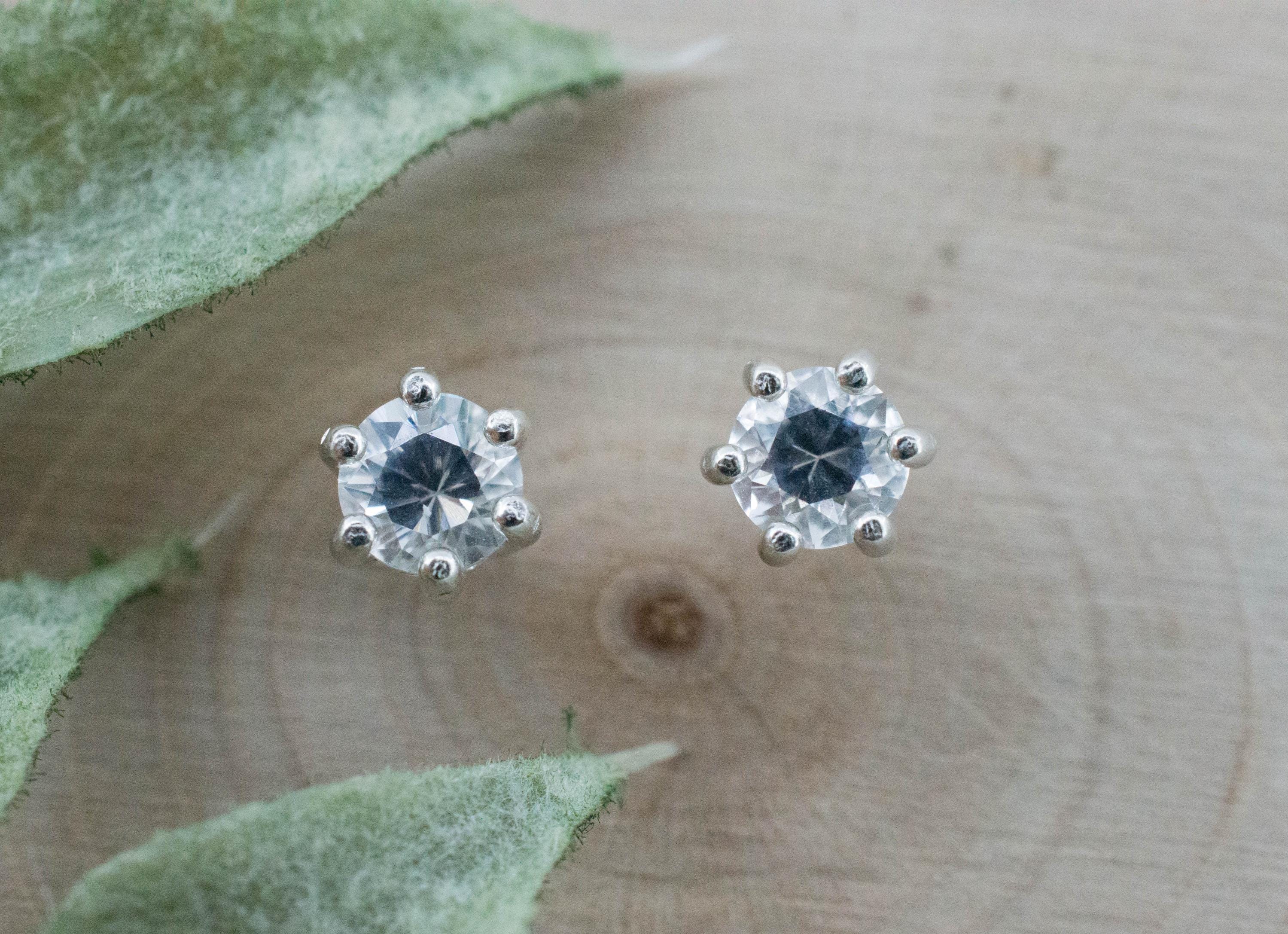 White Sapphire Earrings, Natural Sri Lanka Sapphire; 1.000cts - Mark Oliver Gems