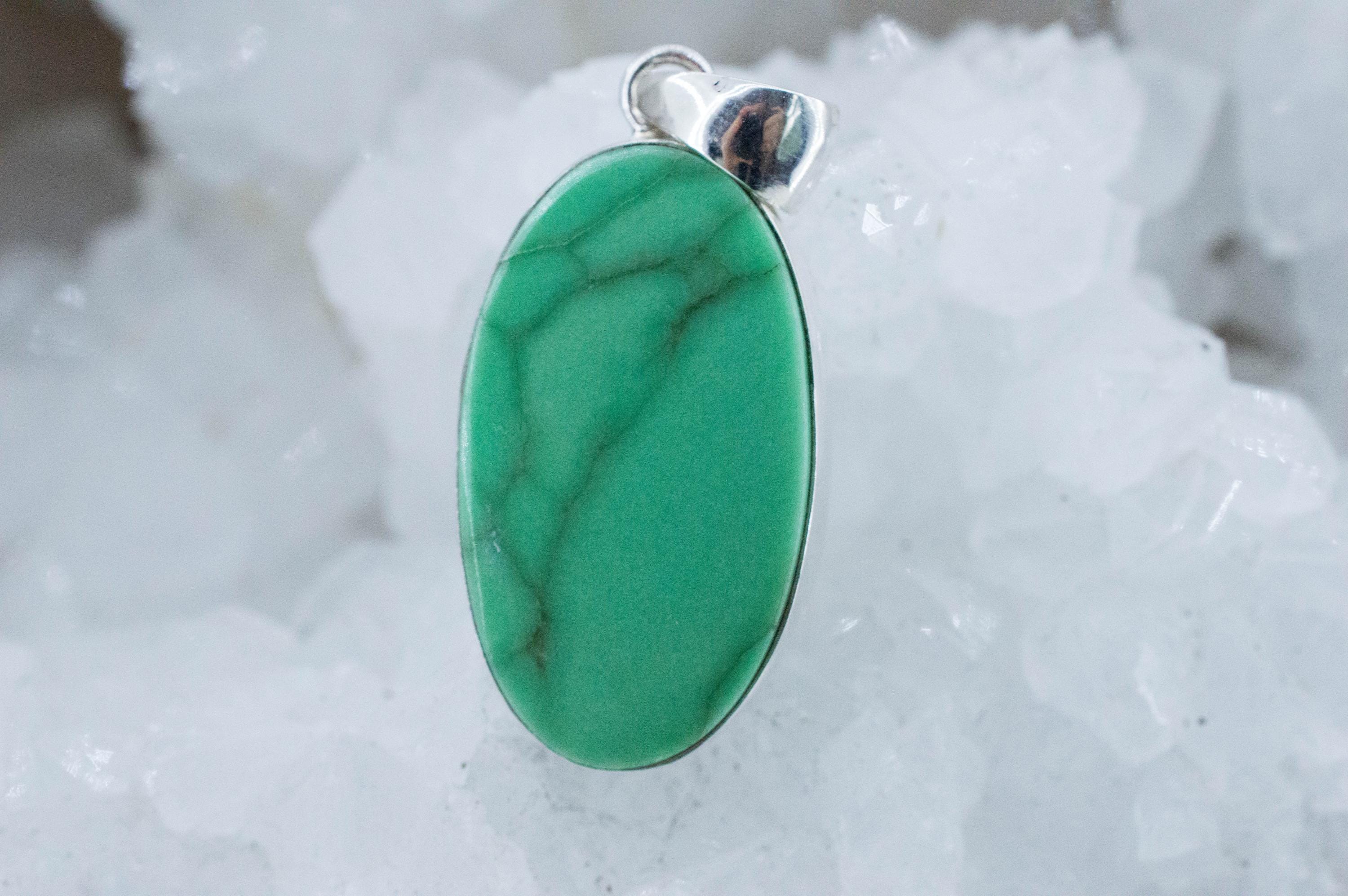 Variscite Pendant, Natural Untreated Australia Variscite; 26x14mm - Mark Oliver Gems