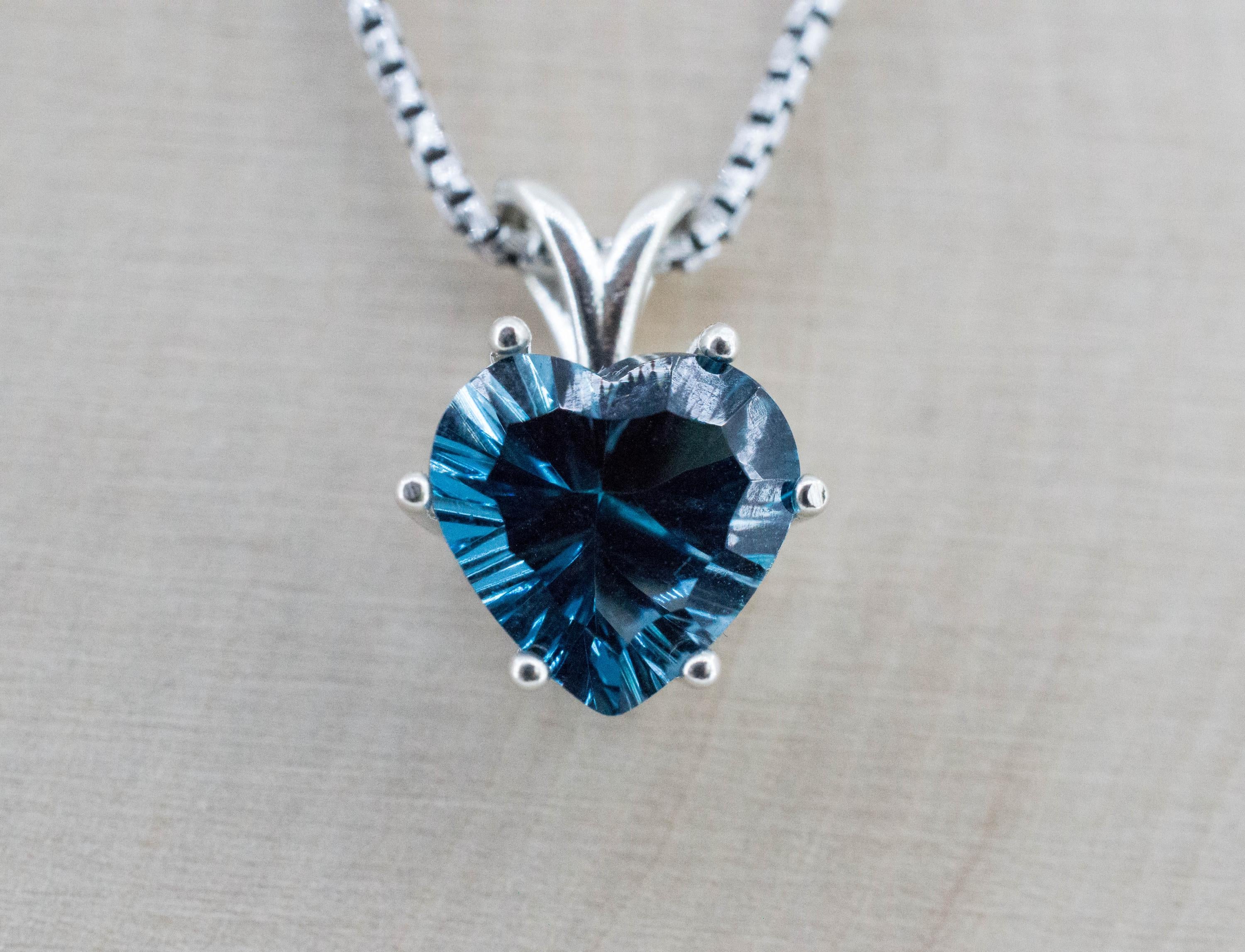 London Blue Topaz Pendant; Natural Brazil Topaz; 3.645cts - Mark Oliver Gems