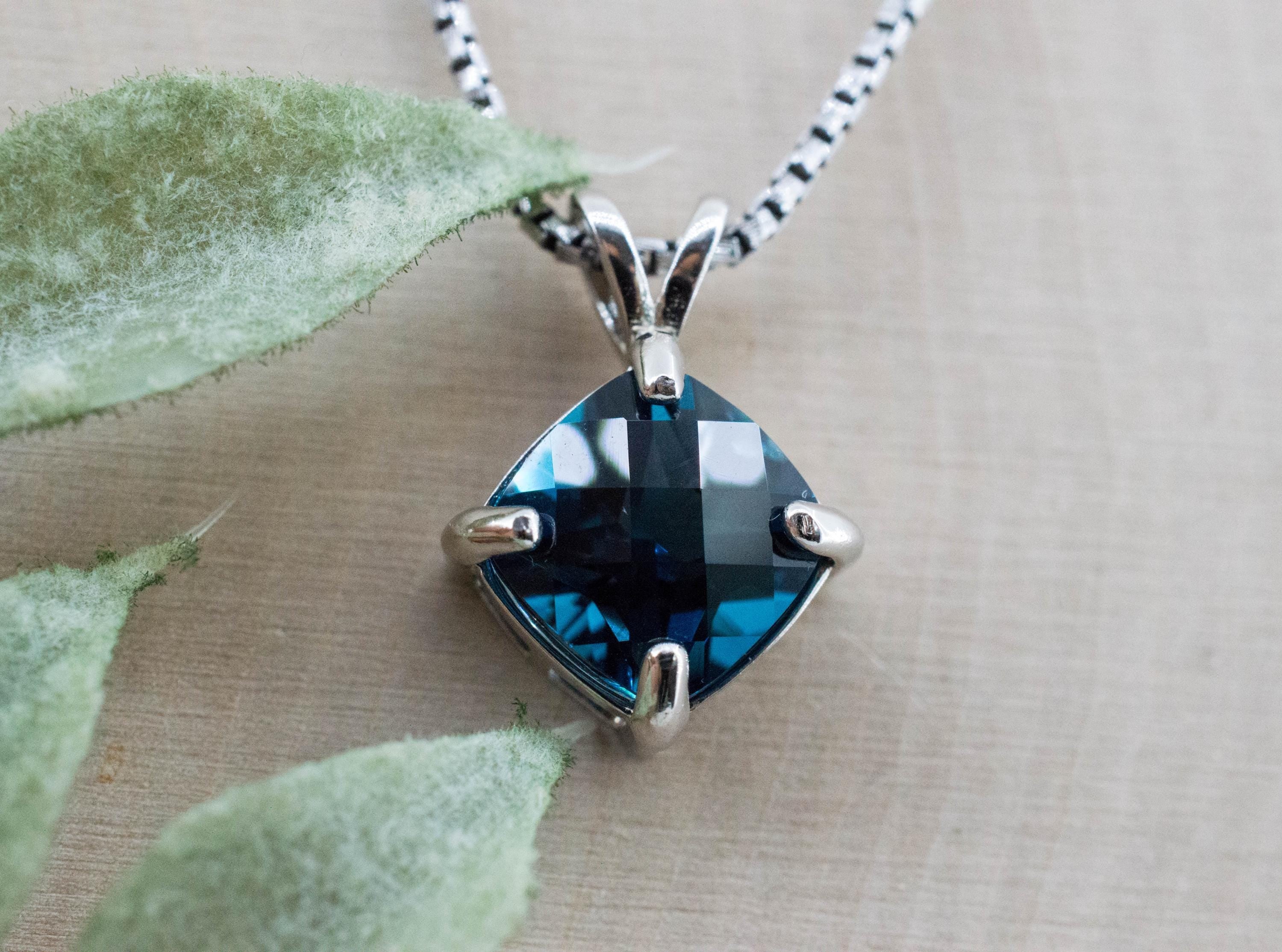 London Blue Topaz Pendant; Natural Brazil Topaz; 4.180cts - Mark Oliver Gems