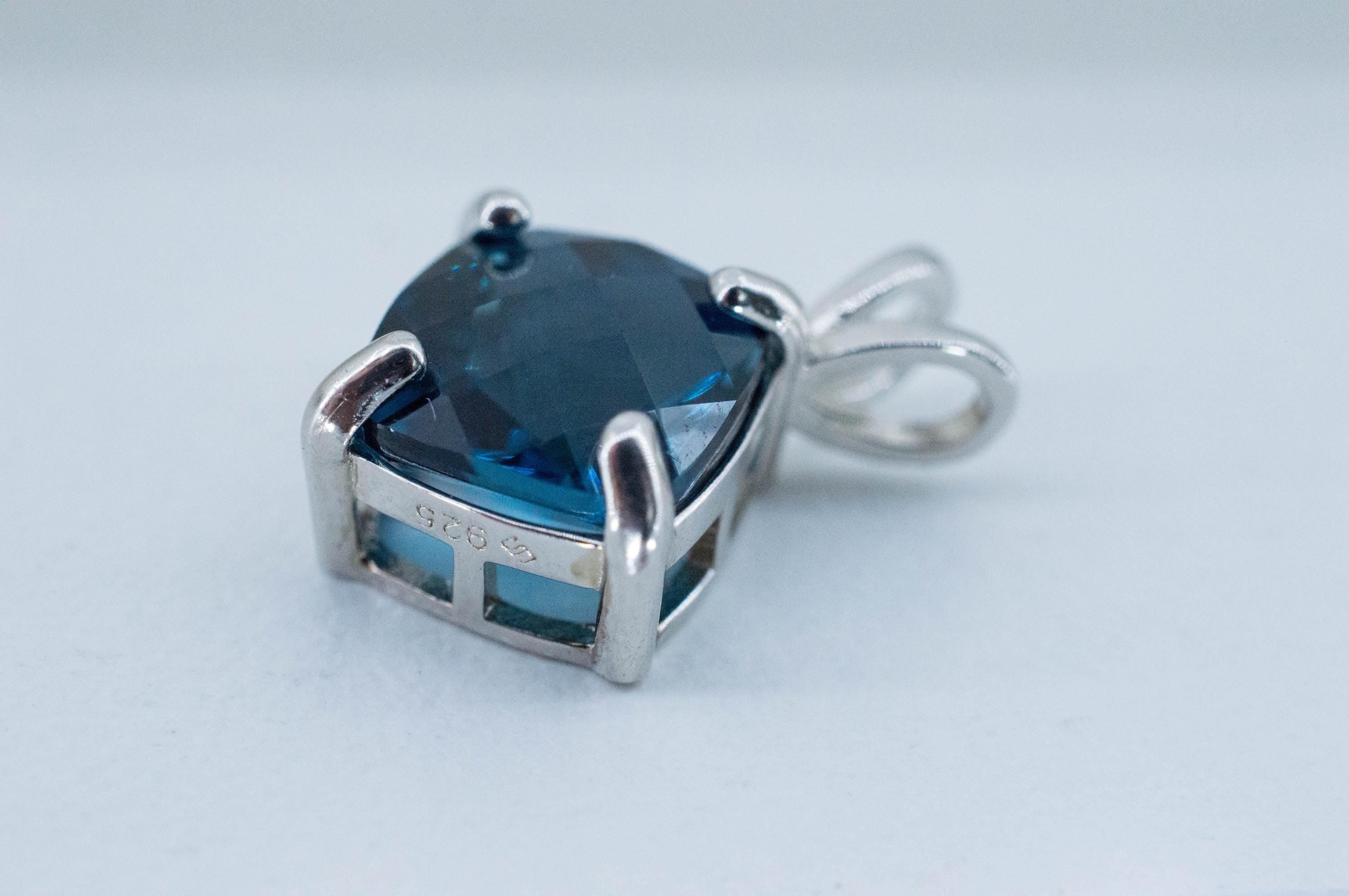 London Blue Topaz Pendant; Natural Brazil Topaz; 4.180cts - Mark Oliver Gems