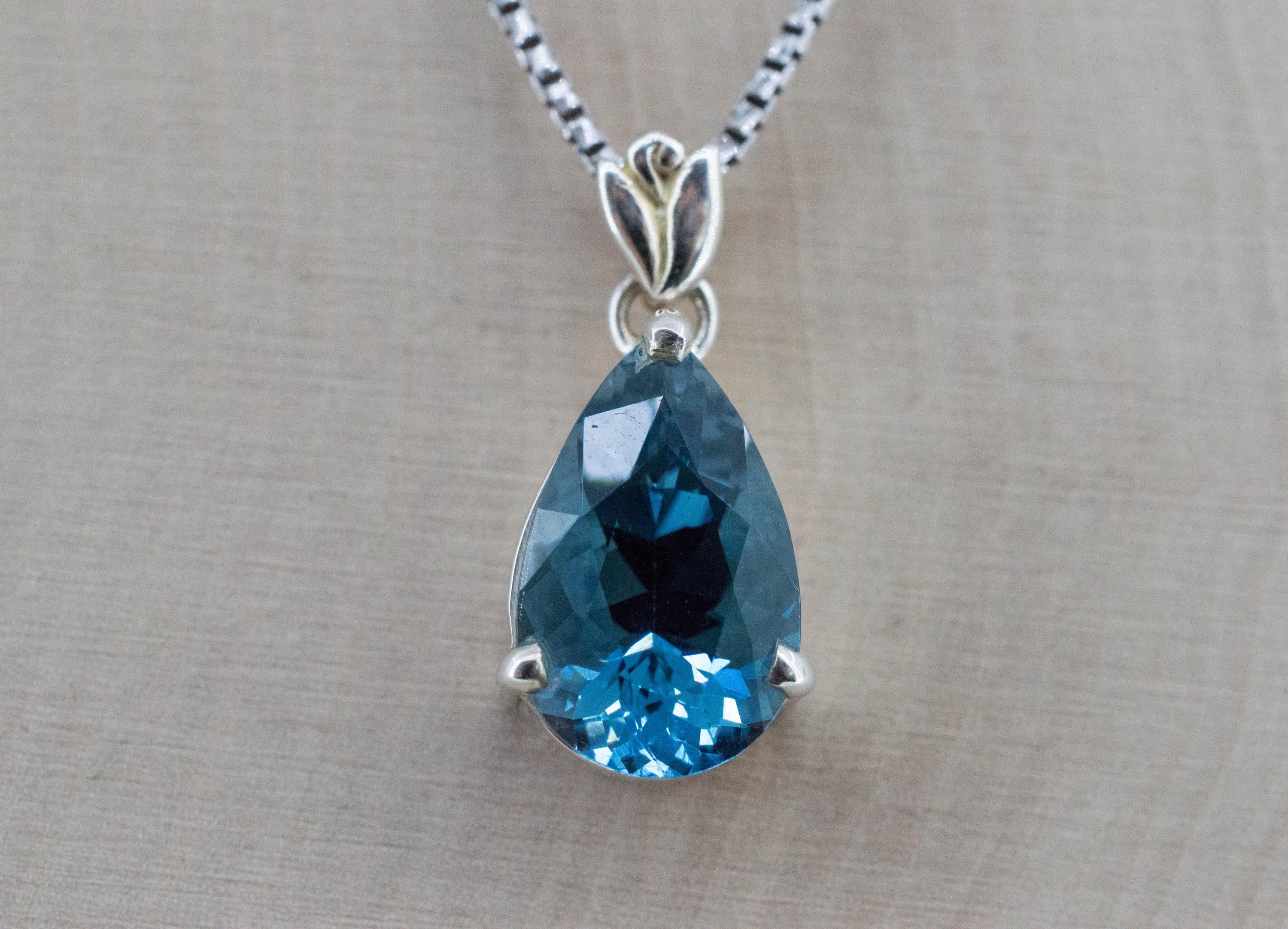 London Blue Topaz Pendant; Natural Brazil Topaz; 5.980cts - Mark Oliver Gems