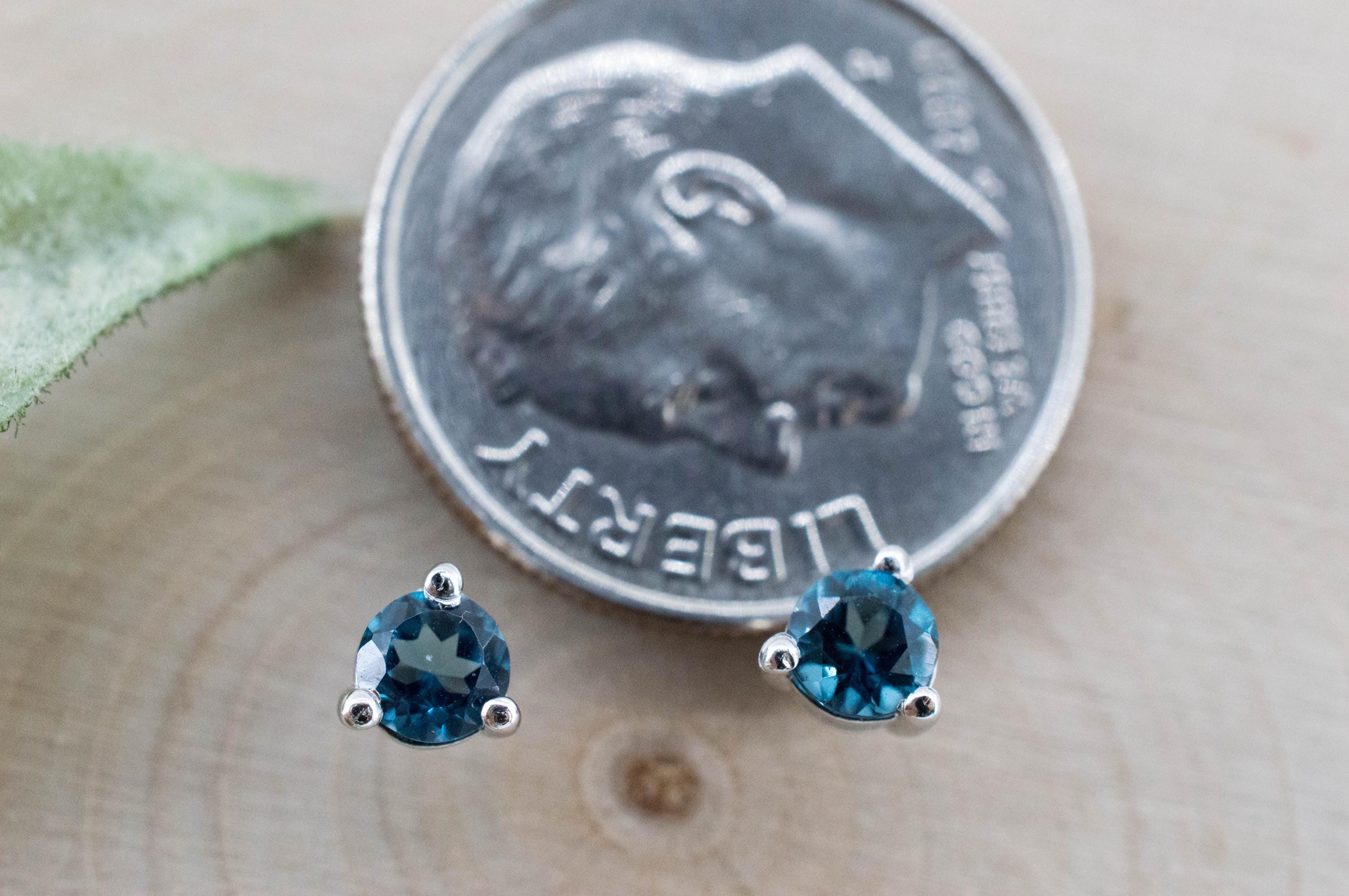 London Blue Topaz Earrings; Genuine Brazilian Topaz; 0.390cts - Mark Oliver Gems