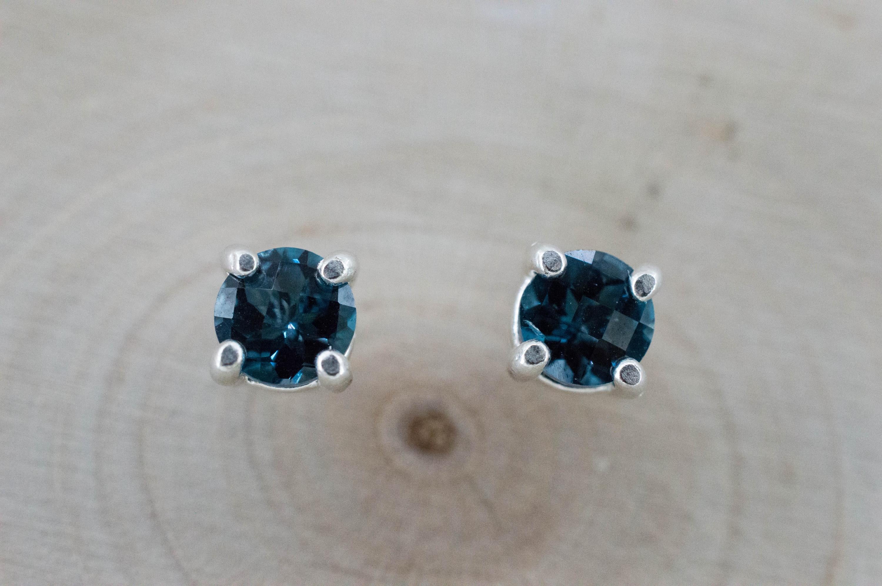 London Blue Topaz Earrings; Genuine Brazilian Topaz; 0.975cts - Mark Oliver Gems