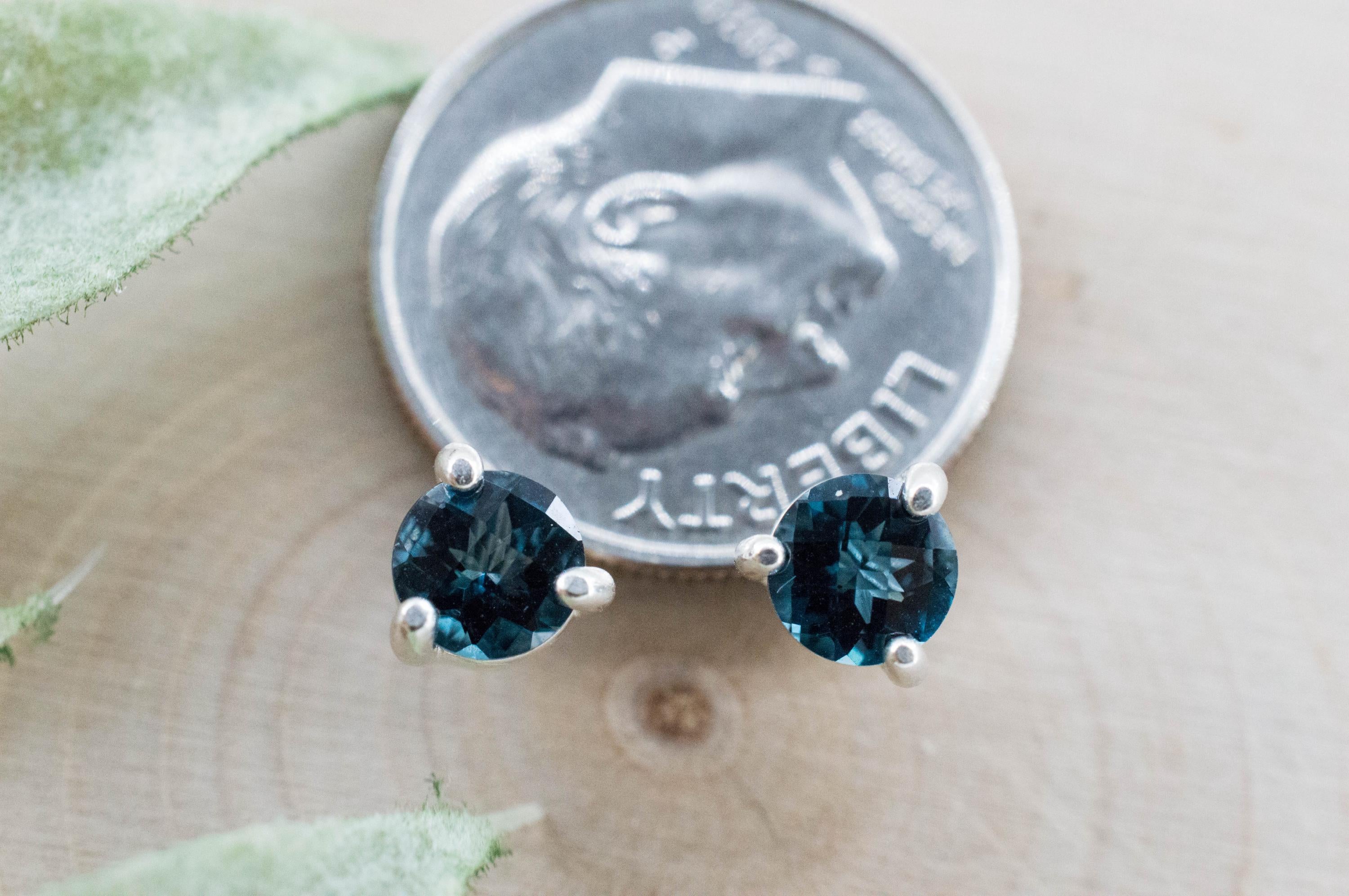 London Blue Topaz Earrings; Genuine Brazilian Topaz; 0.990cts - Mark Oliver Gems