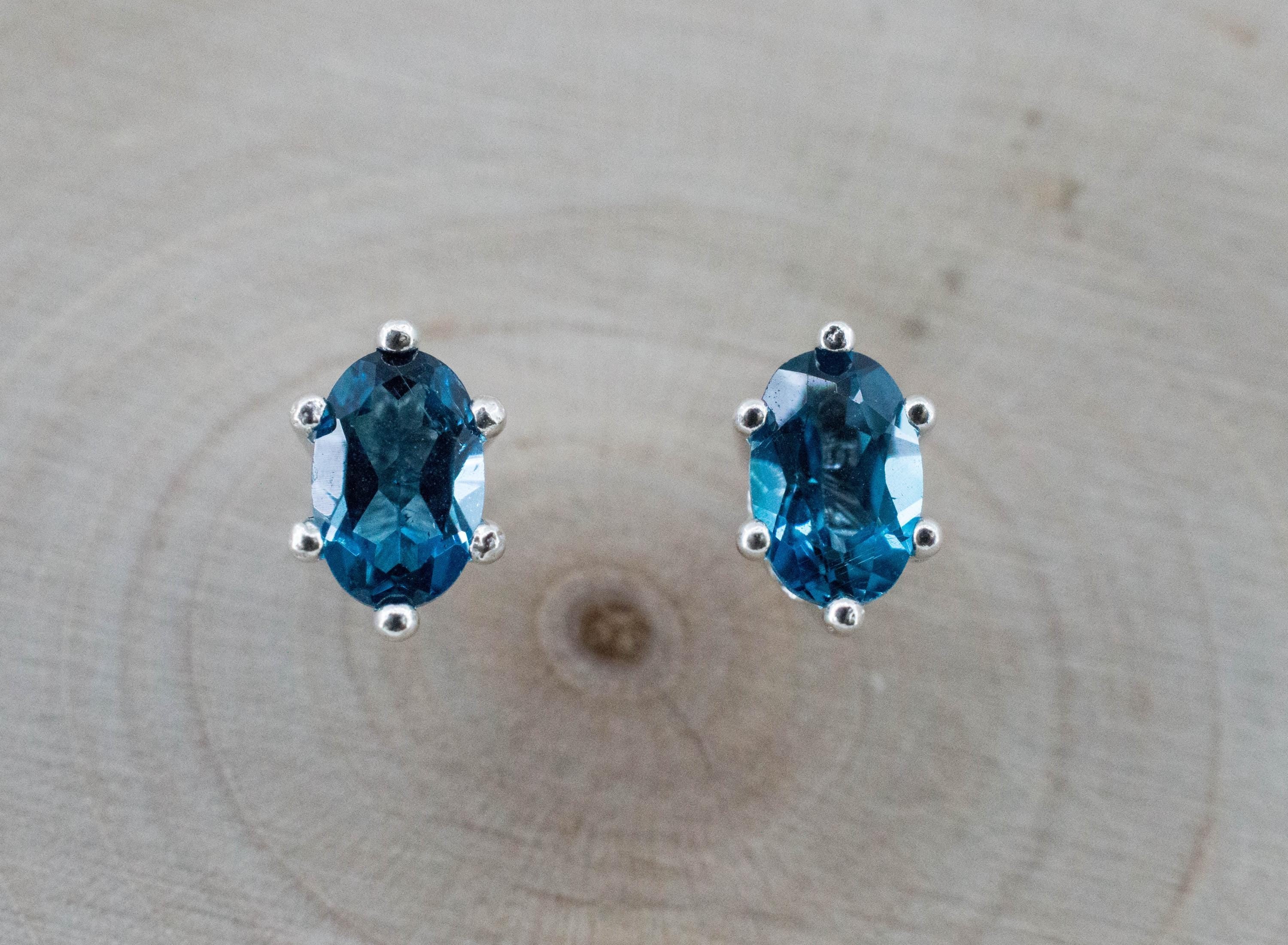 London Blue Topaz Earrings; Genuine Brazilian Topaz; 1.150cts - Mark Oliver Gems