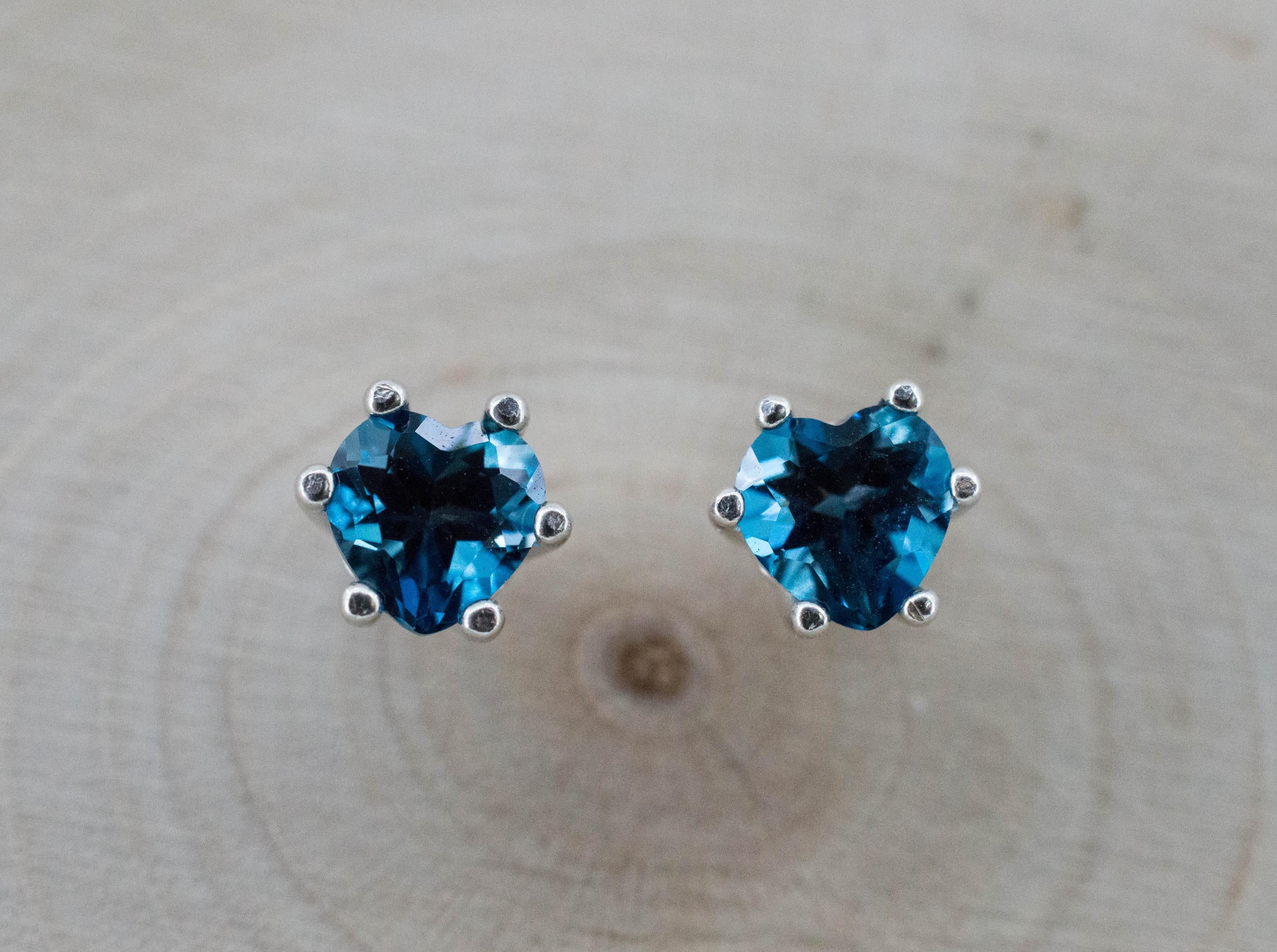 London Blue Topaz Earrings; Genuine Brazilian Topaz; 1.270cts - Mark Oliver Gems