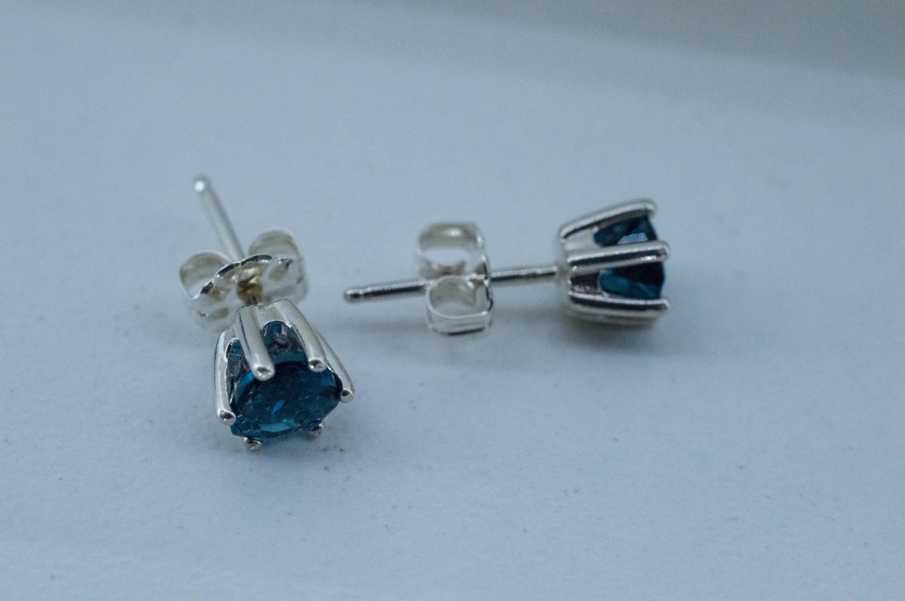 London Blue Topaz Earrings; Genuine Brazilian Topaz; 1.270cts - Mark Oliver Gems