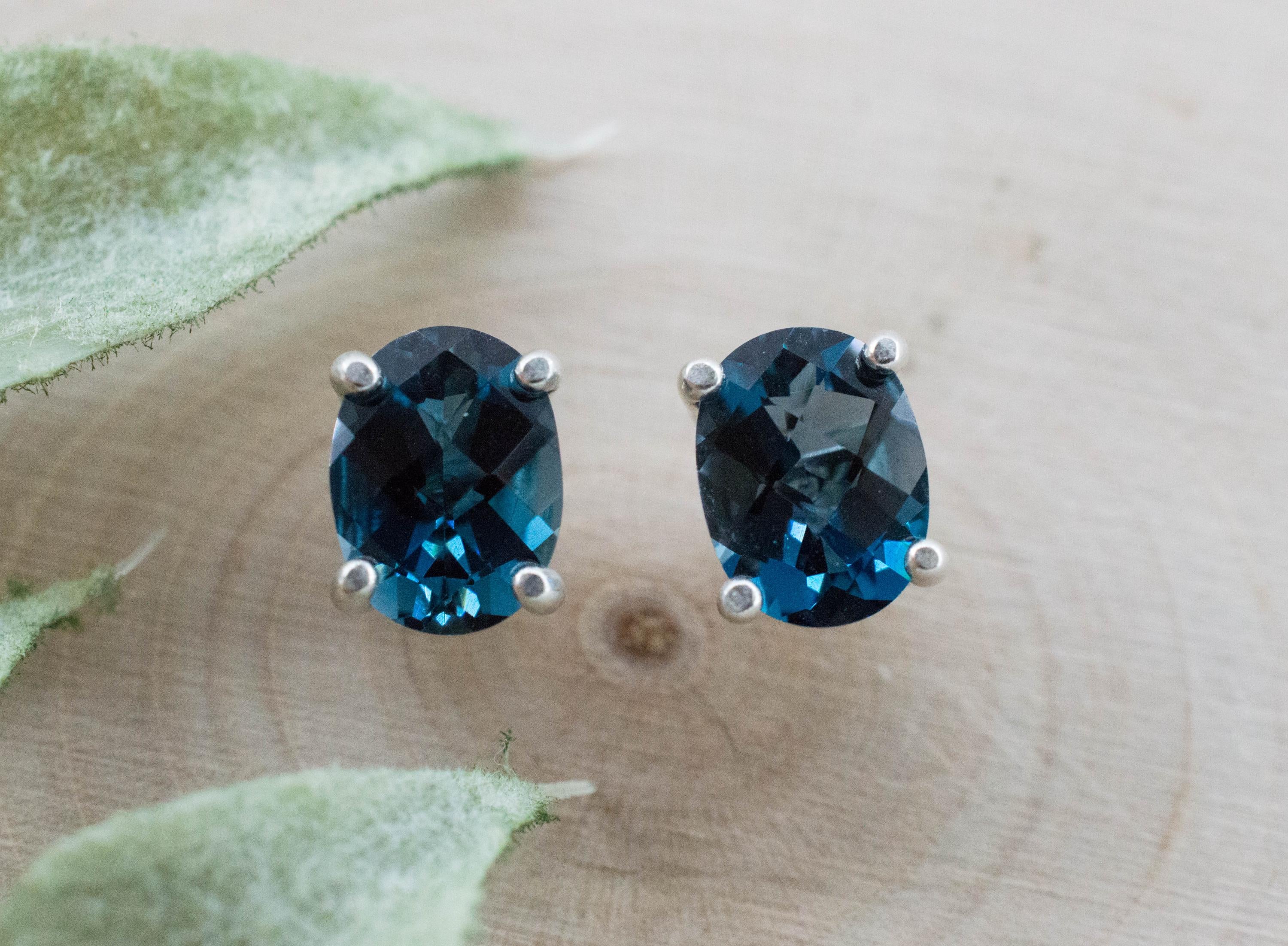 London Blue Topaz Earrings; Genuine Brazilian Topaz; 2.945cts - Mark Oliver Gems