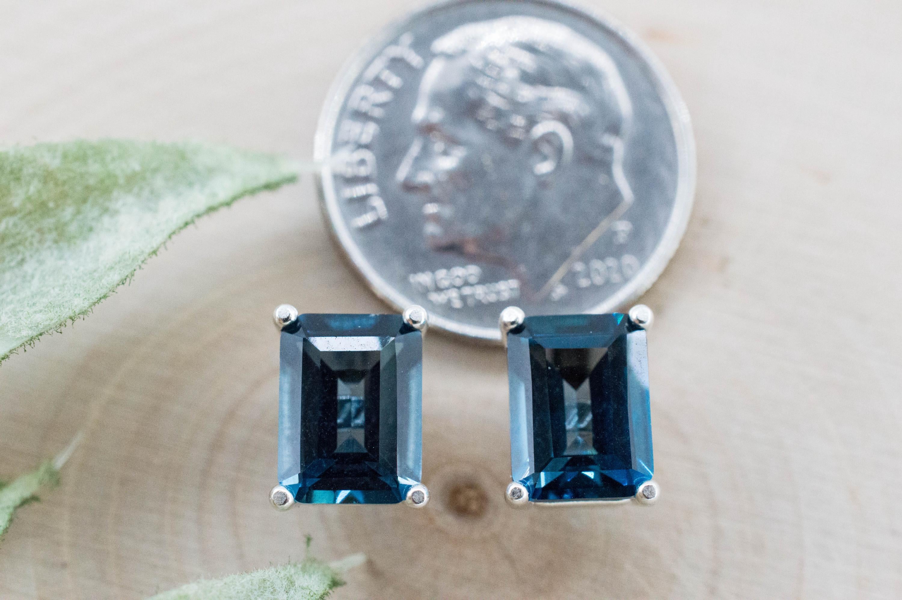 London Blue Topaz Earrings; Genuine Brazilian Topaz; 3.785cts - Mark Oliver Gems