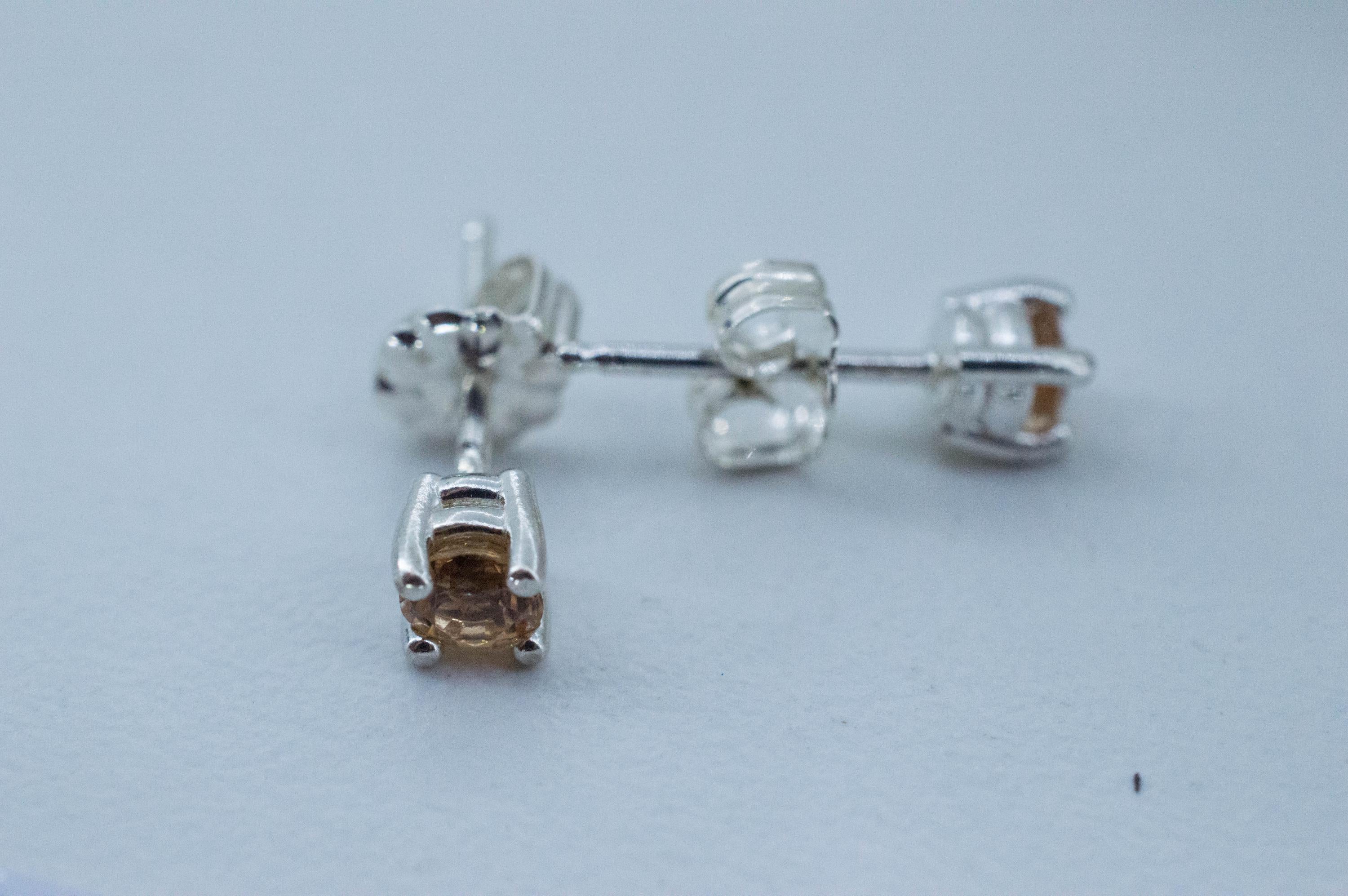 Imperial Topaz Earrings; Natural Untreated Brazil Topaz; 0.495cts - Mark Oliver Gems