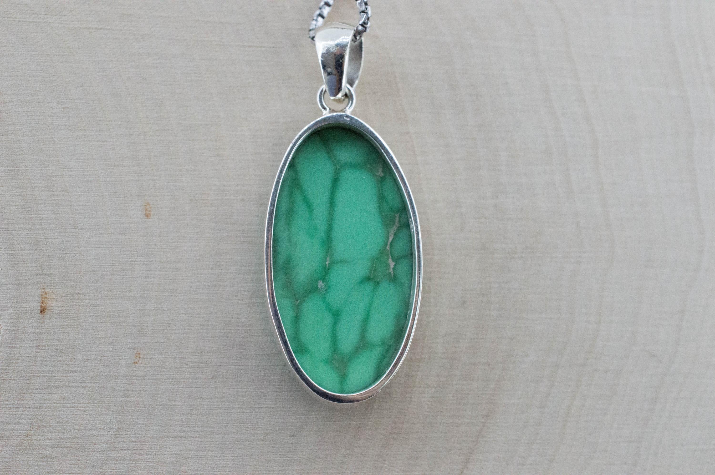Variscite Pendant, Natural Untreated Australia Variscite; 28x13mm - Mark Oliver Gems