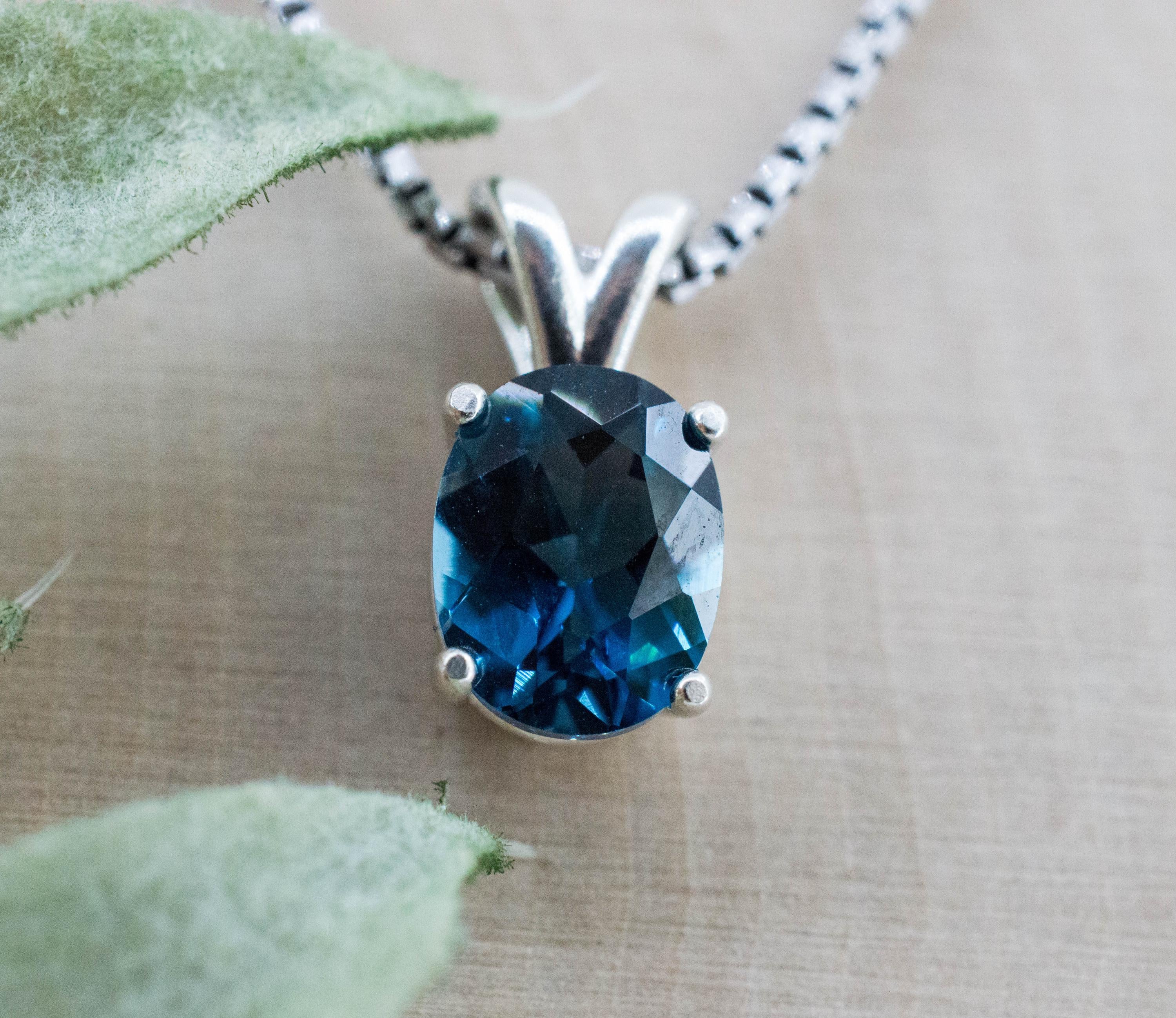 London Blue Topaz Pendant; Natural Brazil Topaz; 2.195cts - Mark Oliver Gems