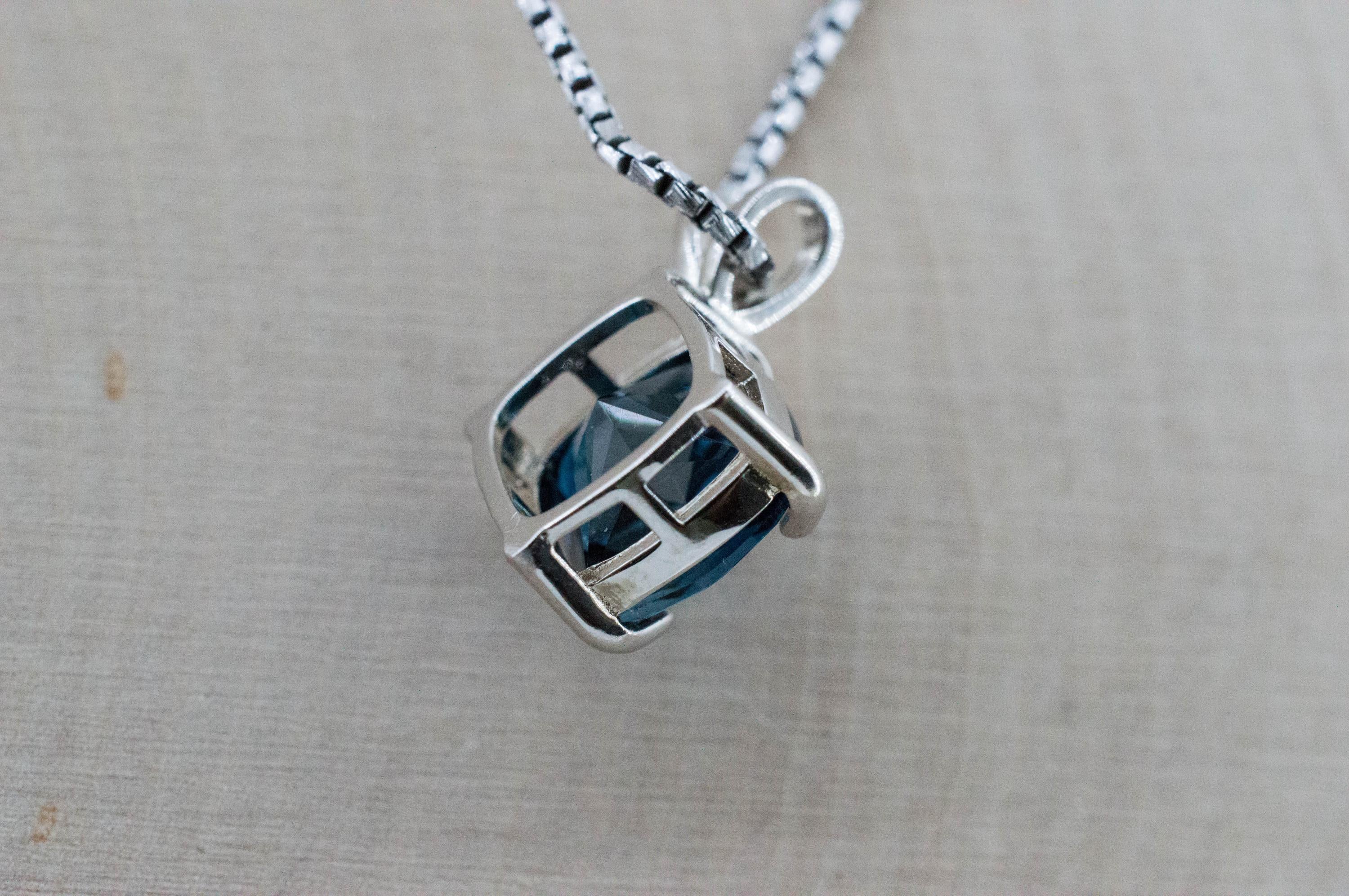 London Blue Topaz Pendant; Natural Brazil Topaz; 4.180cts - Mark Oliver Gems