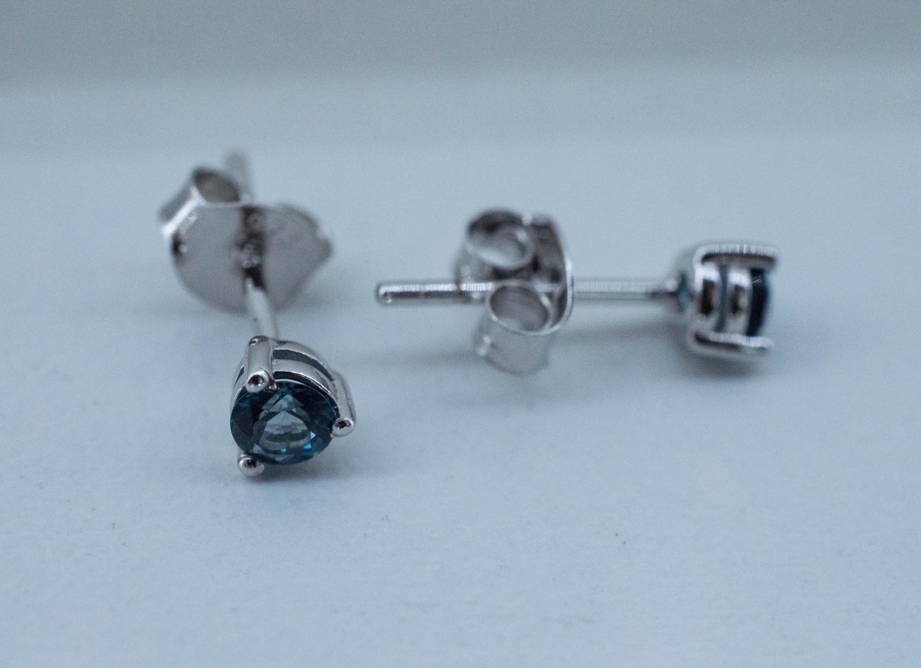 London Blue Topaz Earrings; Genuine Brazilian Topaz; 0.390cts - Mark Oliver Gems