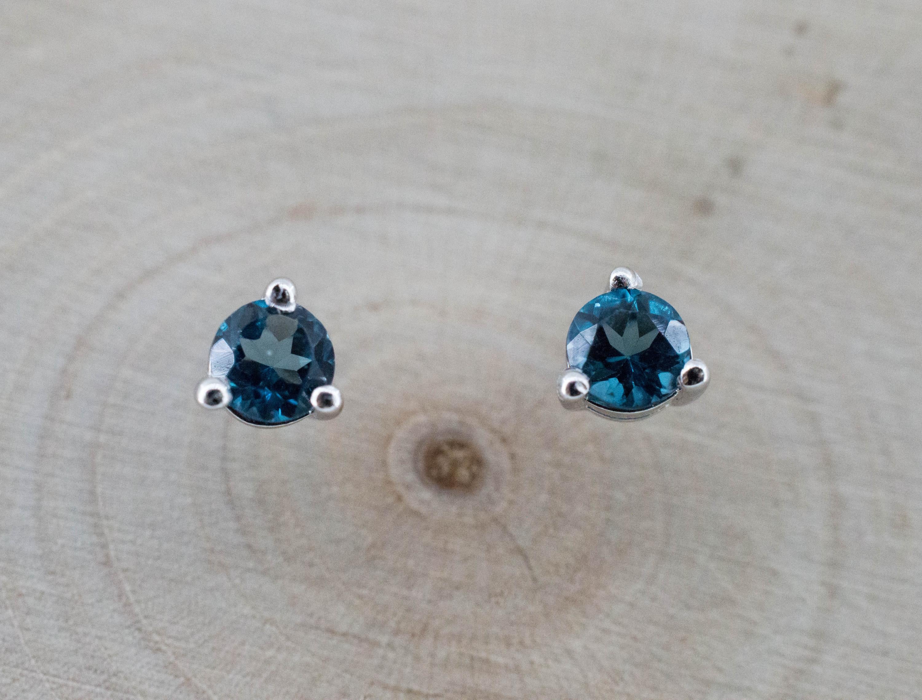 London Blue Topaz Earrings; Genuine Brazilian Topaz; 0.390cts - Mark Oliver Gems