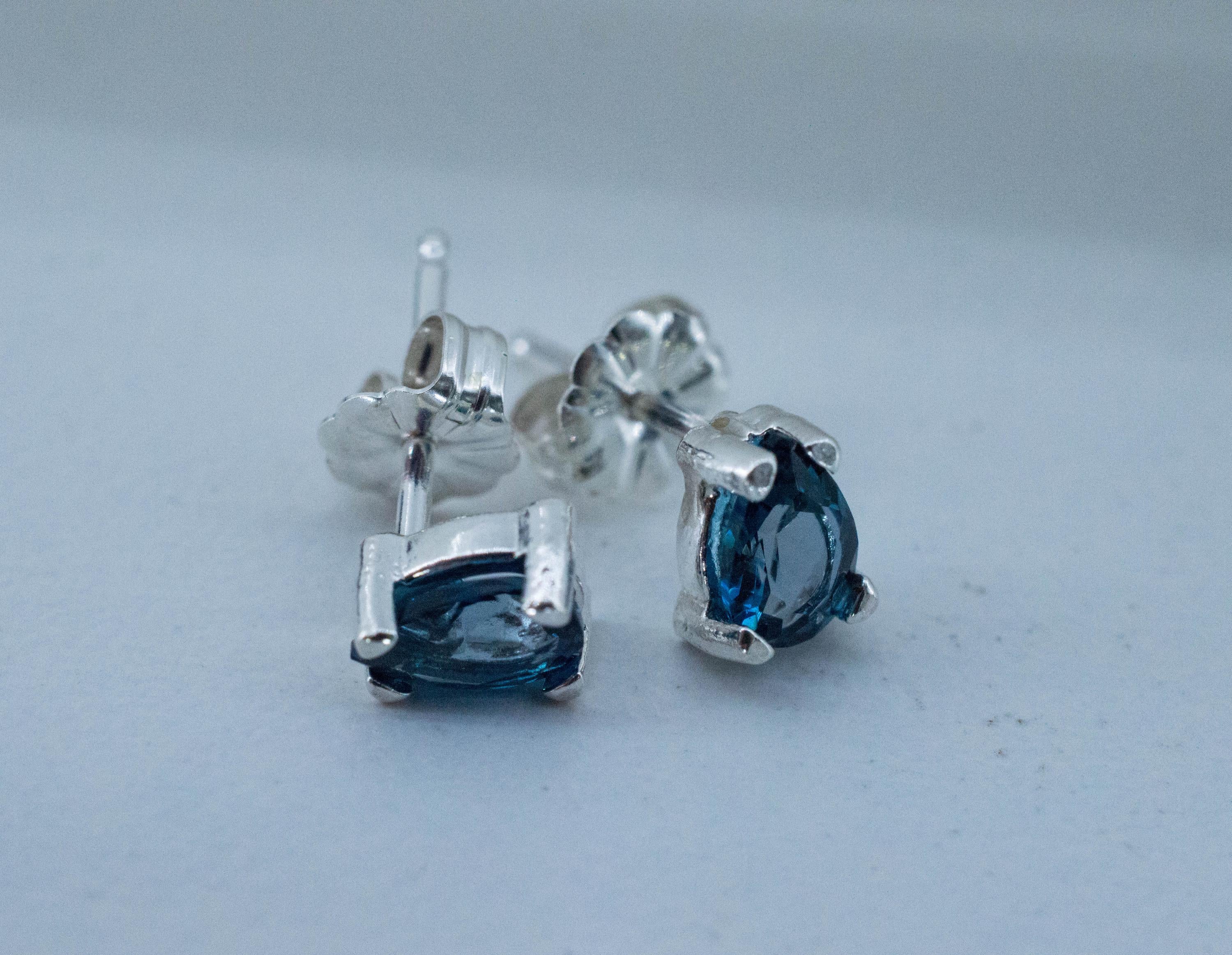 London Blue Topaz Earrings; Genuine Brazilian Topaz; 0.925cts - Mark Oliver Gems