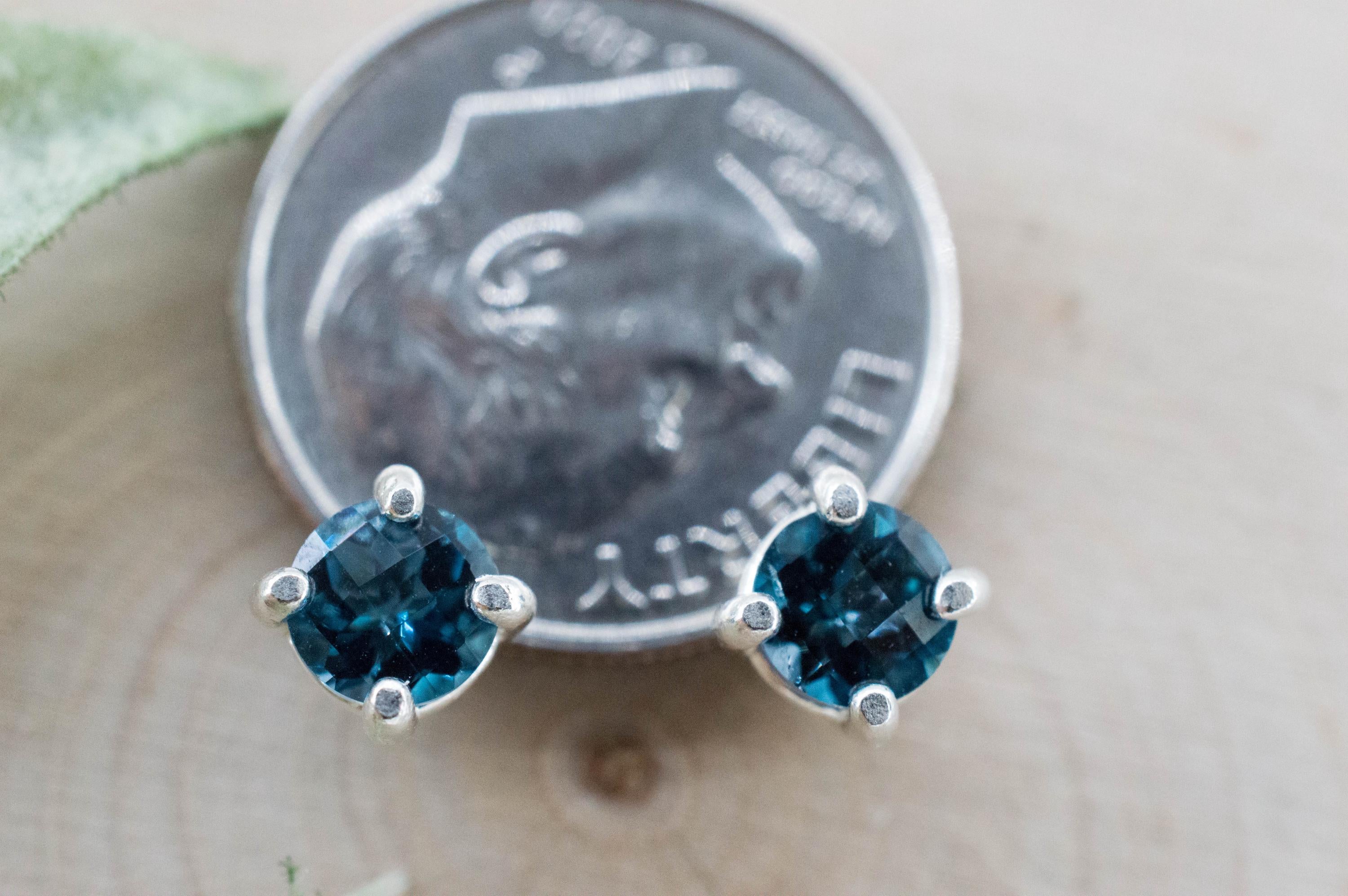 London Blue Topaz Earrings; Genuine Brazilian Topaz; 0.975cts - Mark Oliver Gems