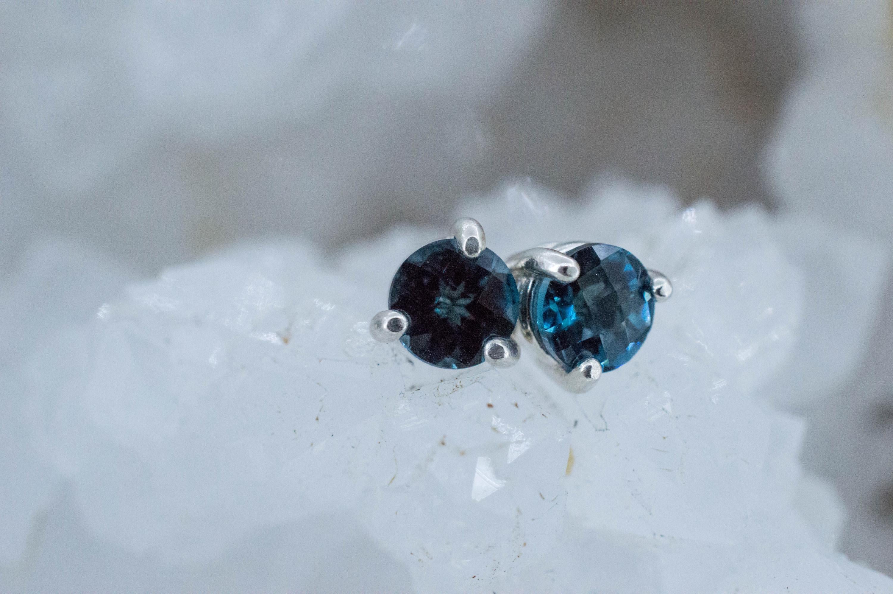 London Blue Topaz Earrings; Genuine Brazilian Topaz; 0.990cts - Mark Oliver Gems