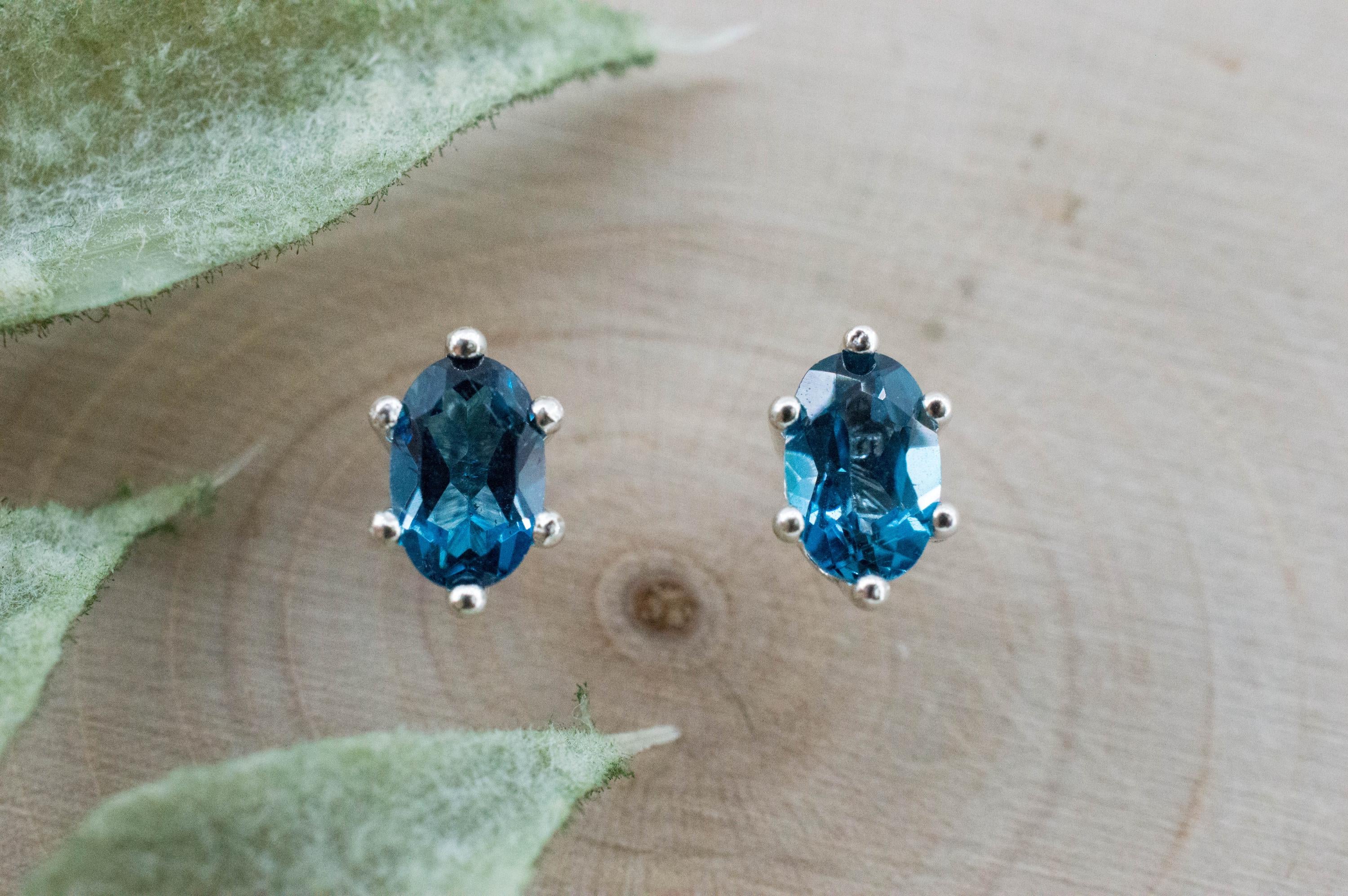 London Blue Topaz Earrings; Genuine Brazilian Topaz; 1.150cts - Mark Oliver Gems