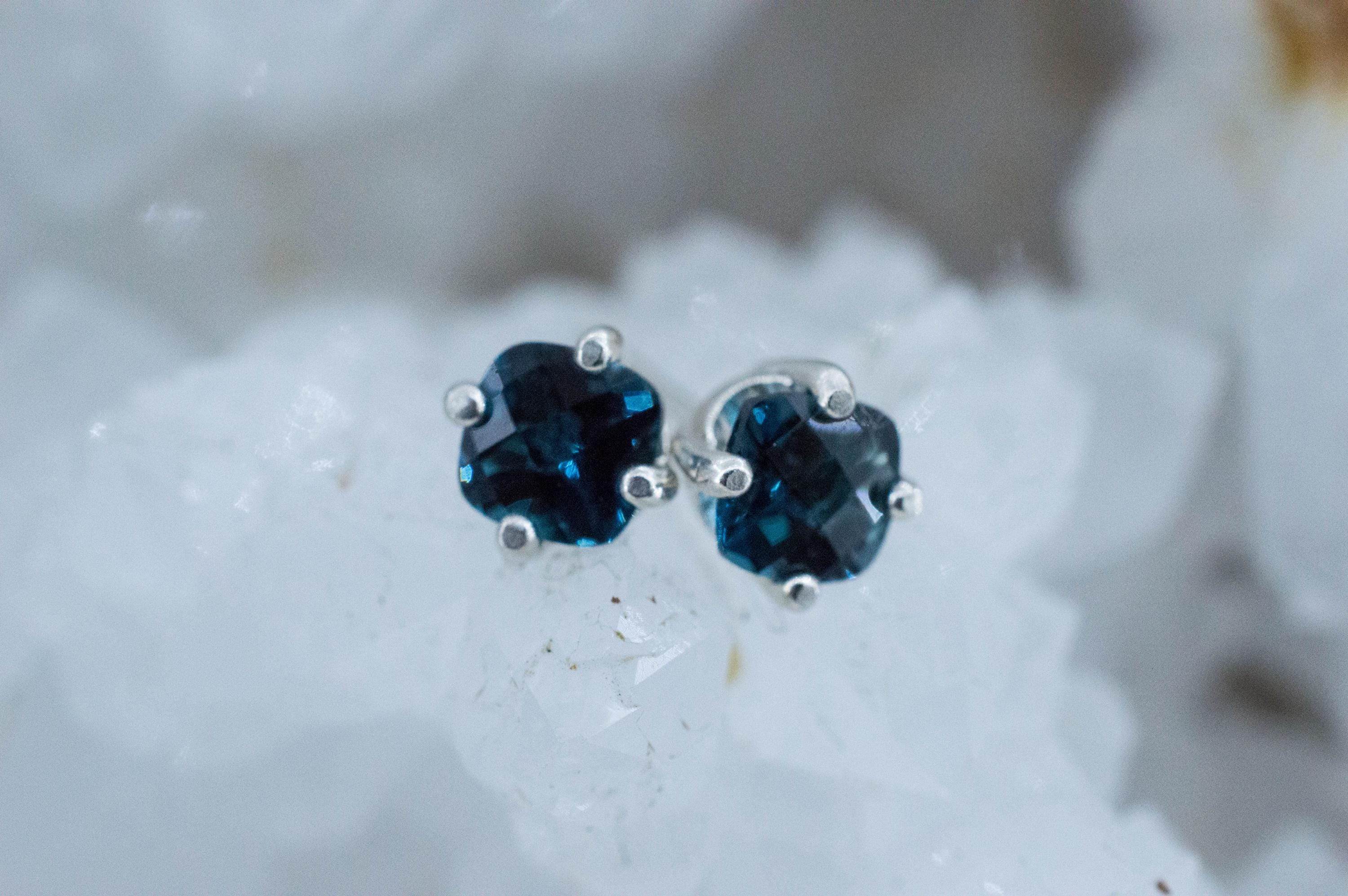 London Blue Topaz Earrings; Genuine Brazilian Topaz; 1.290cts - Mark Oliver Gems