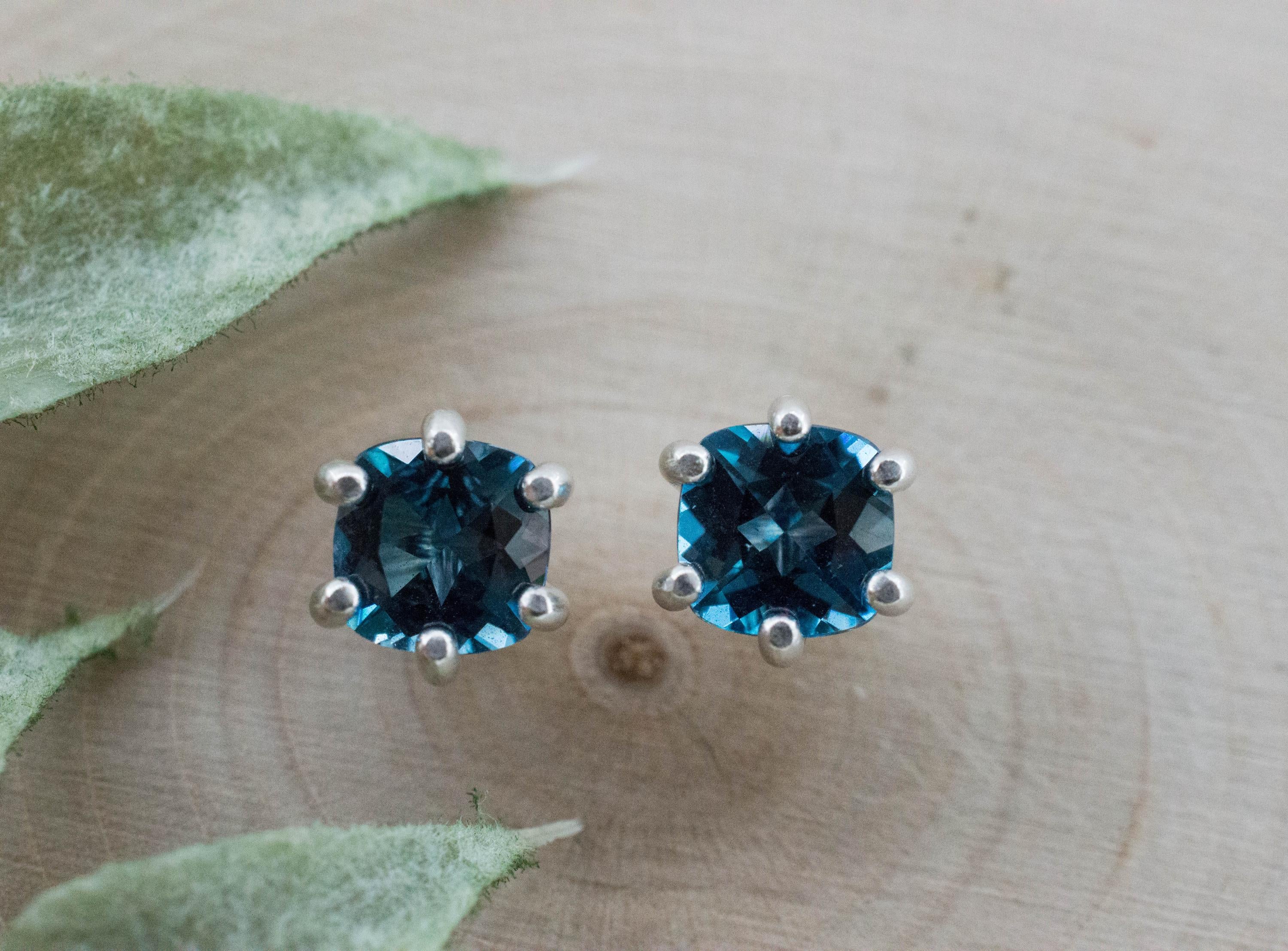 London Blue Topaz Earrings; Genuine Brazilian Topaz; 2.035cts - Mark Oliver Gems