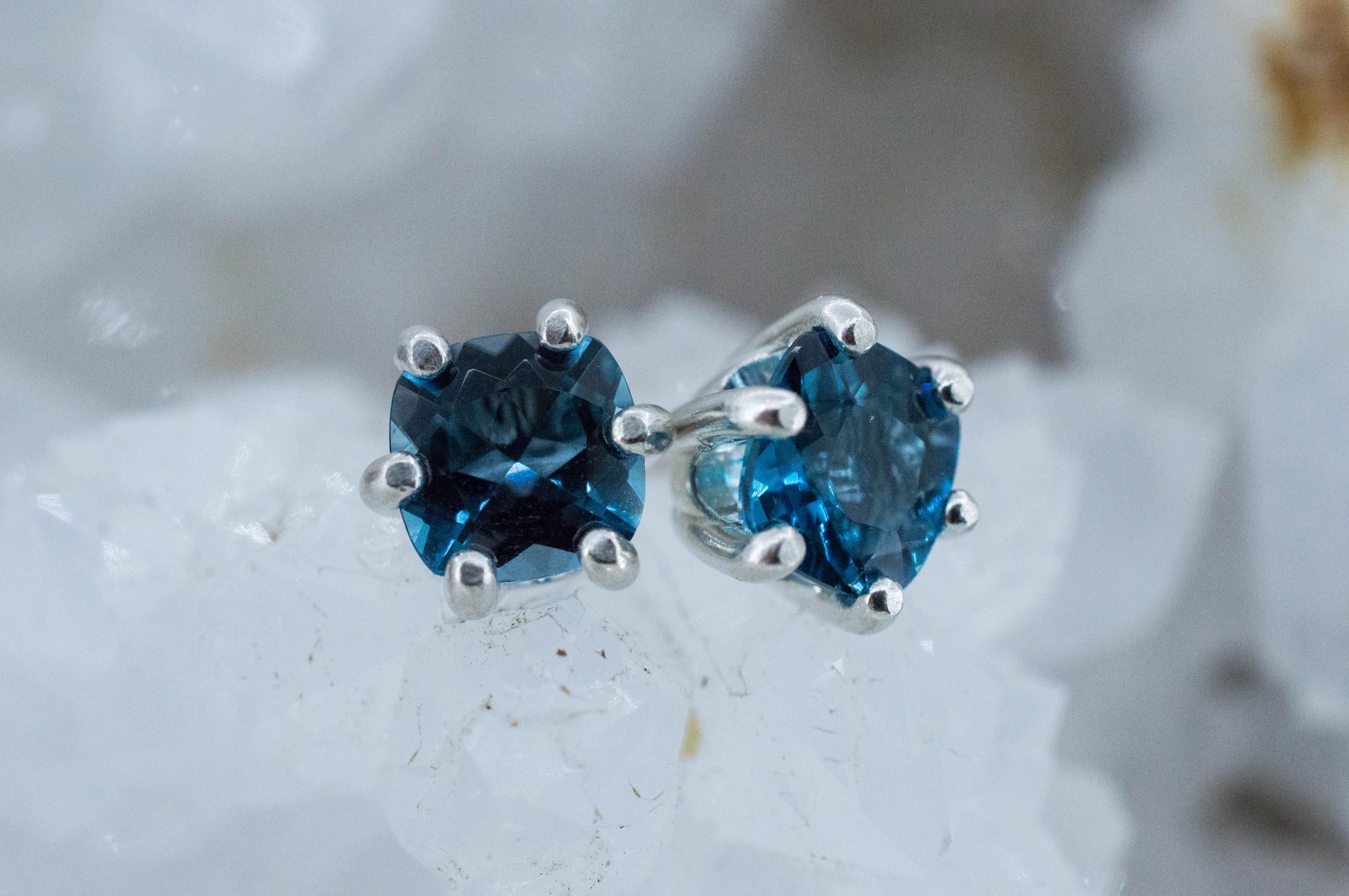 London Blue Topaz Earrings; Genuine Brazilian Topaz; 2.035cts - Mark Oliver Gems